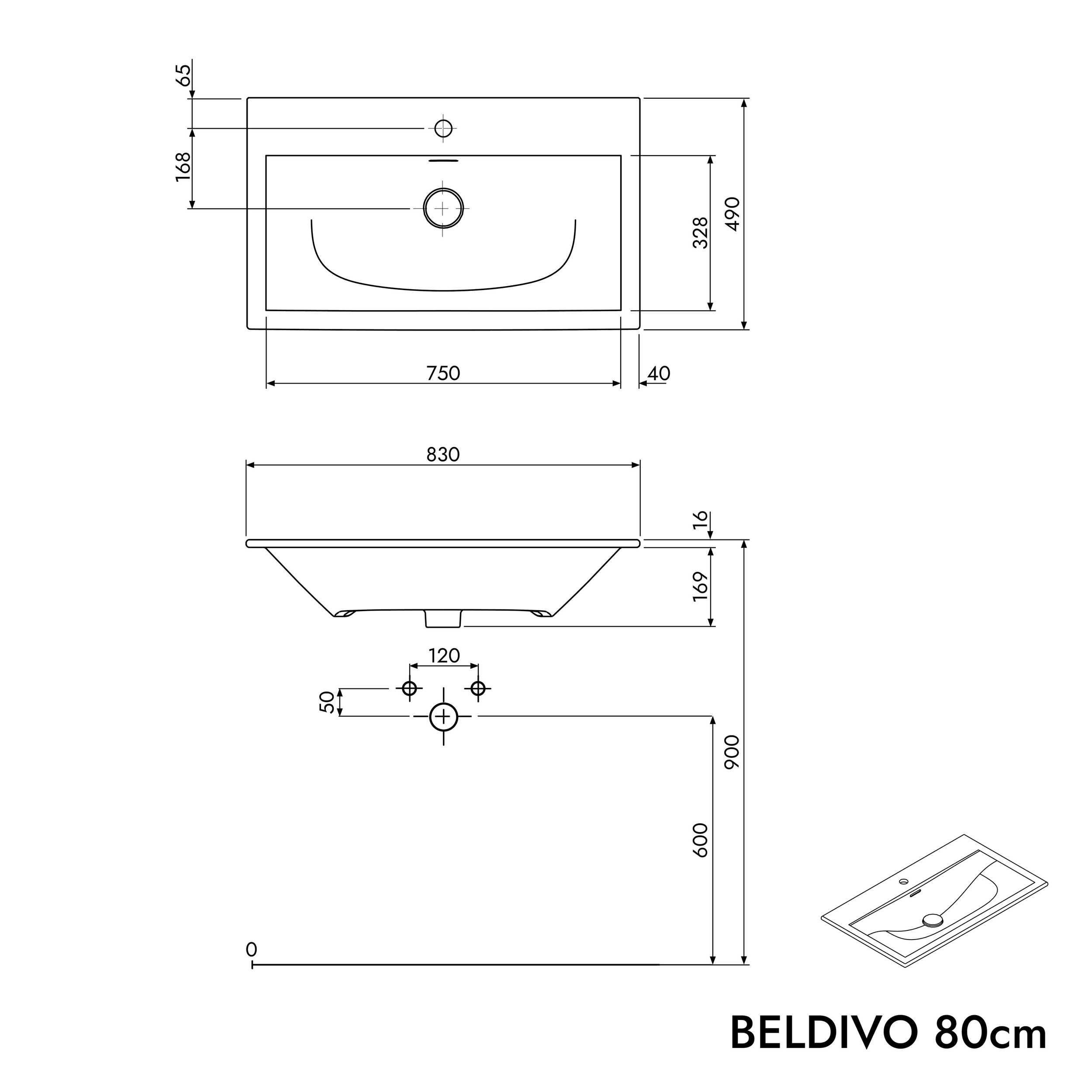 Meuble salle de bain BELDIVO 80 cm