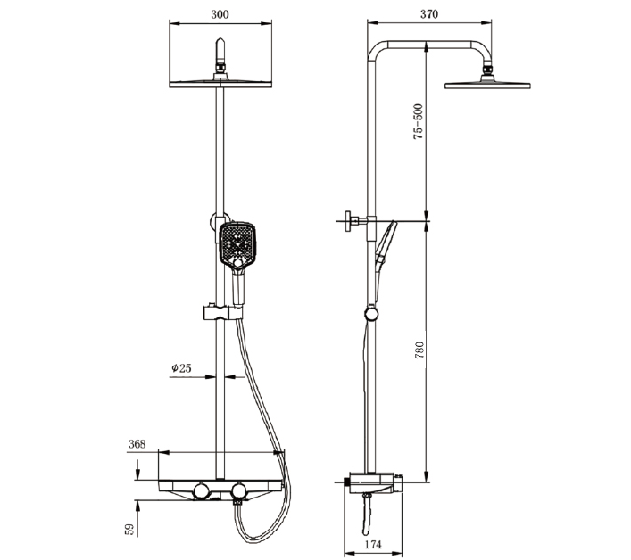 Duschsystem Thermostat BS371