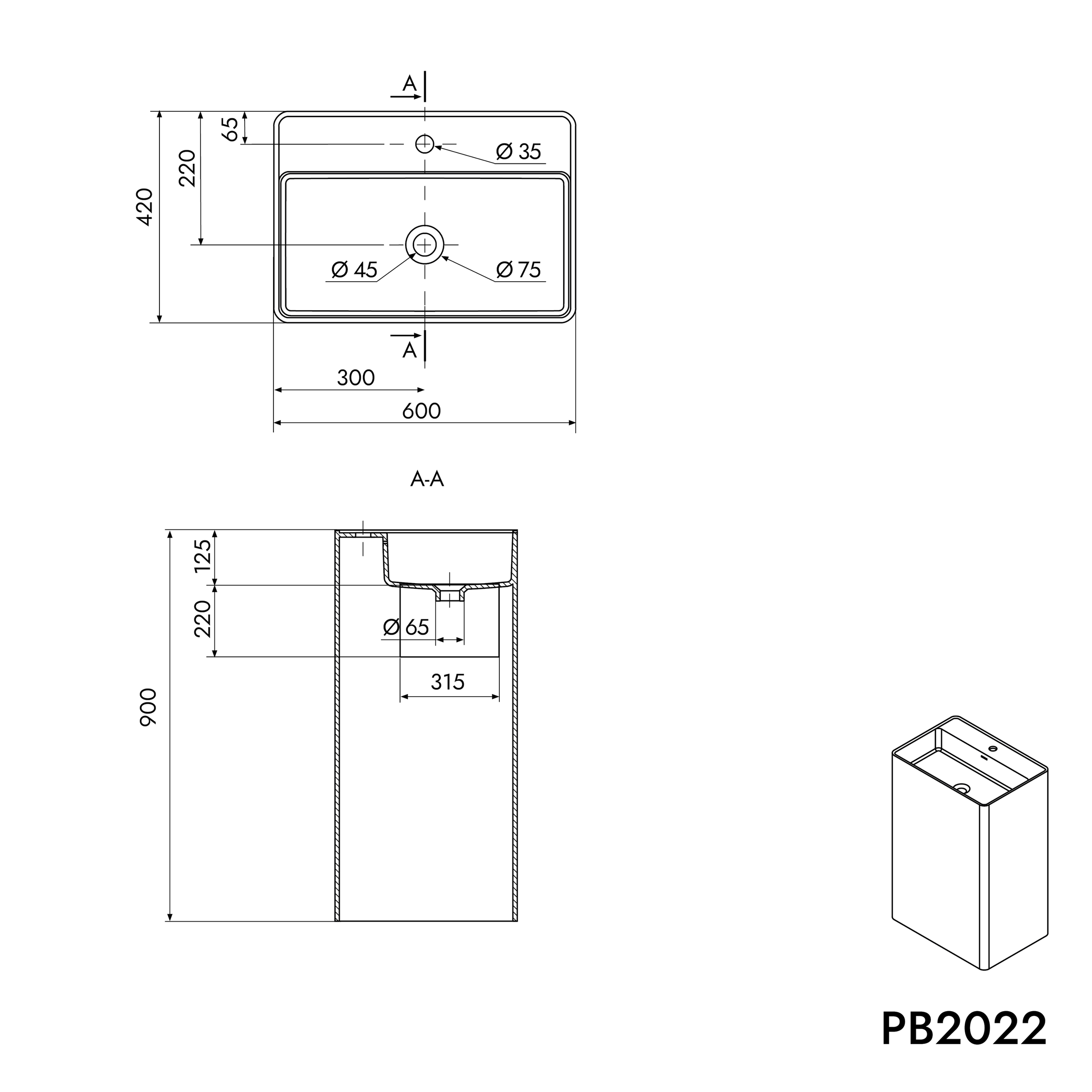 Lavabo à poser PB2022