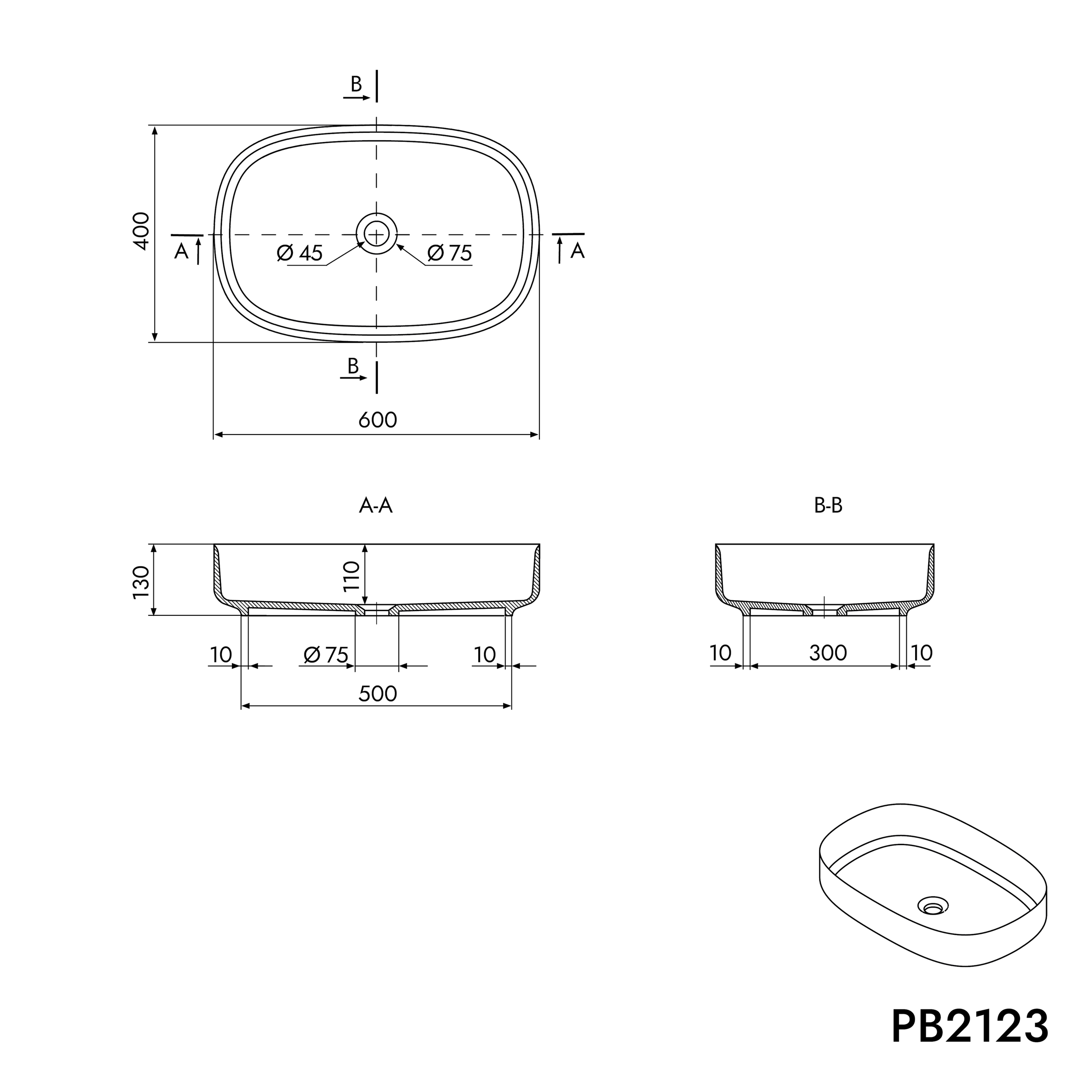 Vasque à poser PB2123