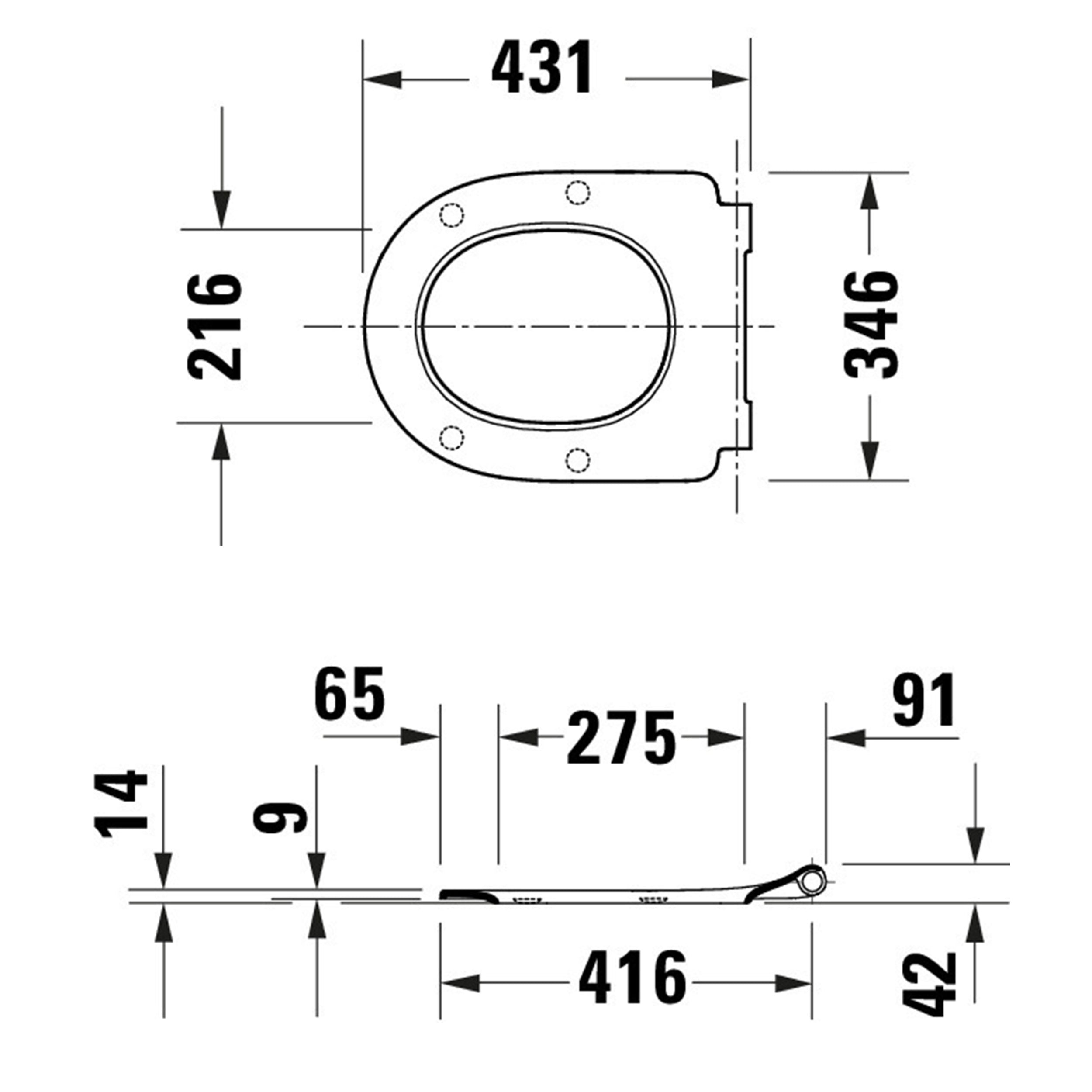 Abattant WC universel Duravit Univavo avec fermeture amortie, ovale