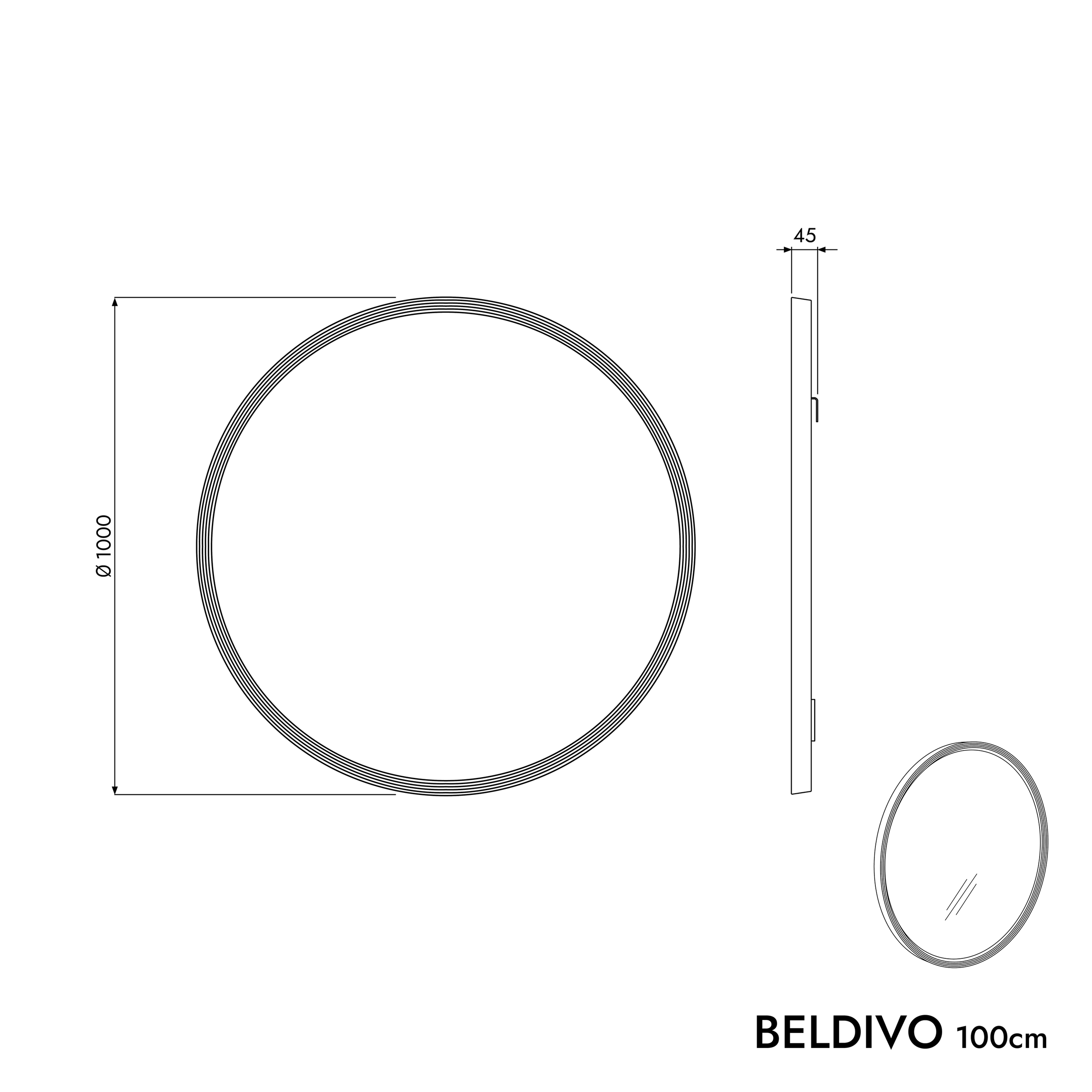 Miroir salle de bain LED BELDIVO rond - 100 cm