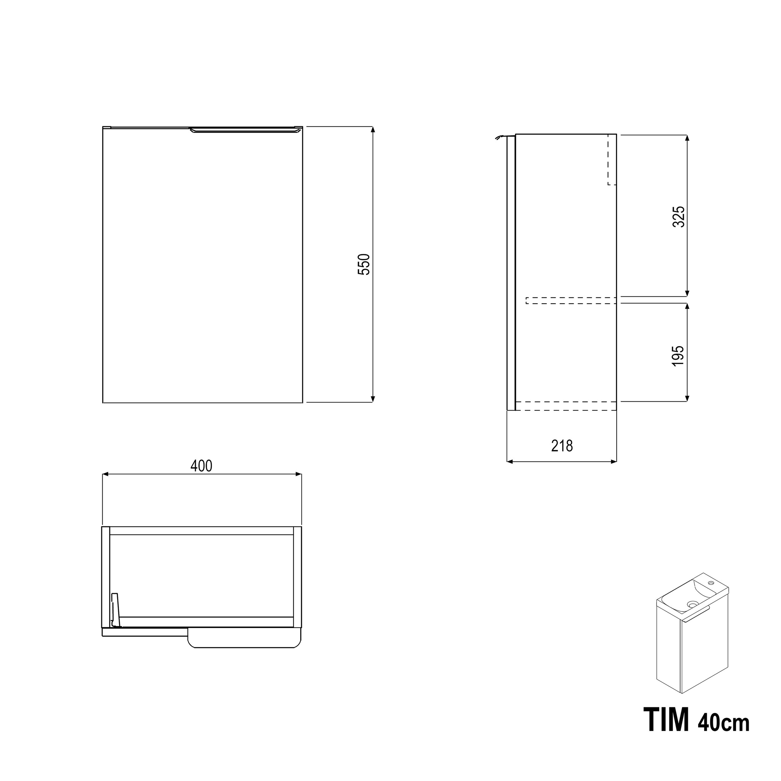 Meuble sous-lavabo TIM 40 cm