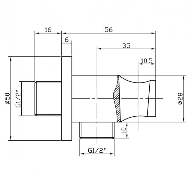Raccord mural BA003 avec support de douche