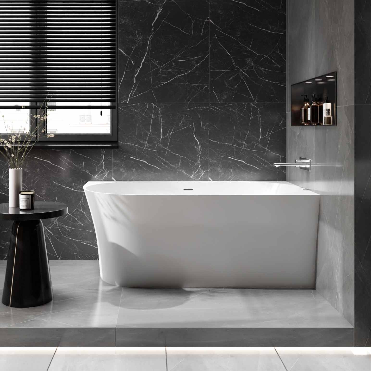 Baignoire d'angle semi-îlot NOVA SLIM LINE - Acrylique