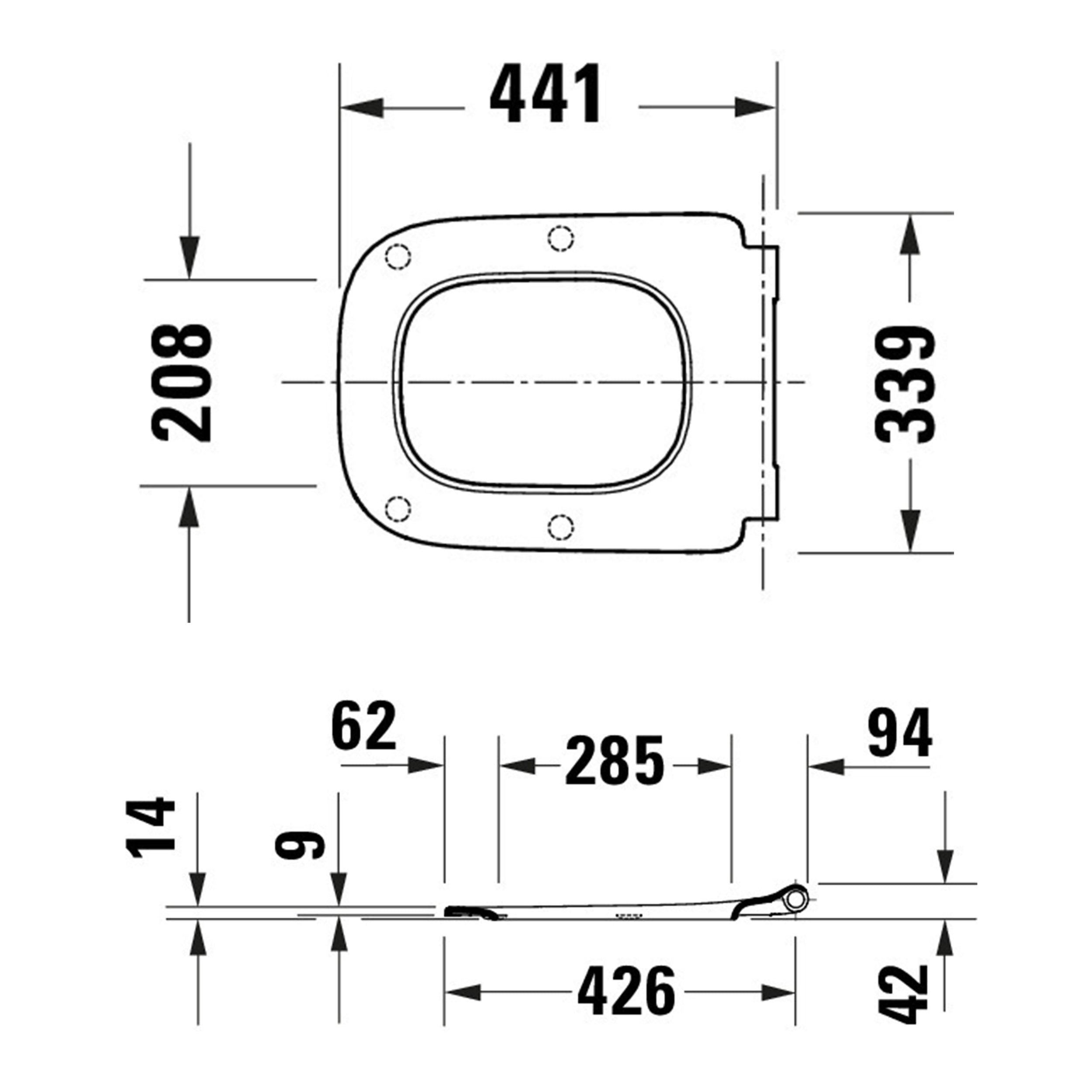 Duravit Univavo abattant WC universel avec fermeture ralentie, carré