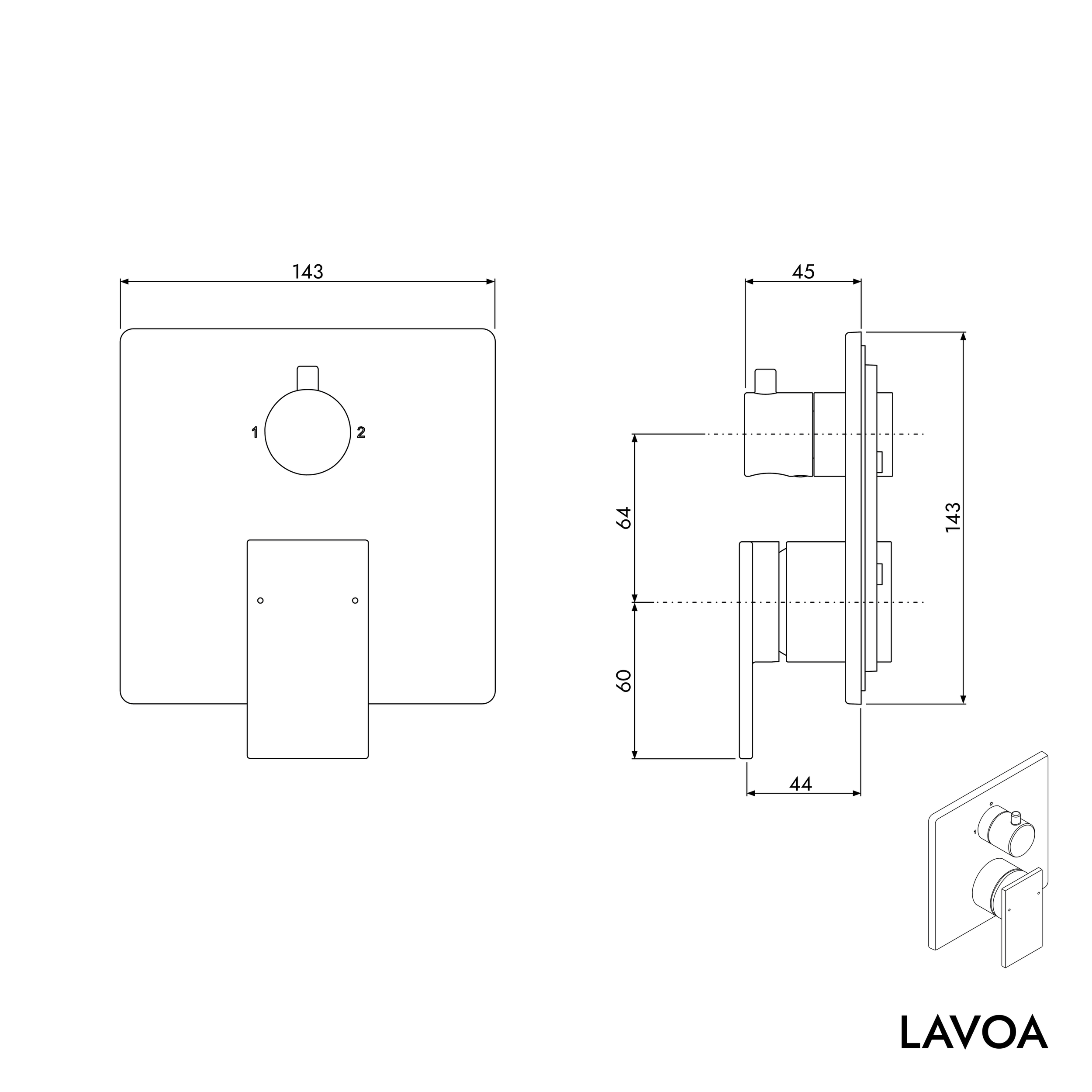 Mitigeur de baignoire LAVOA encastré