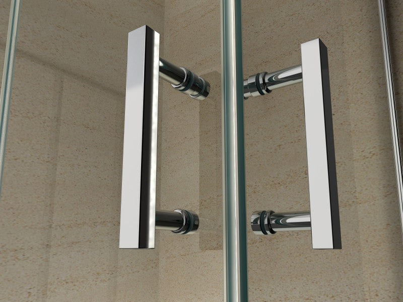 Cabine de douche accès d'angle porte pliante en verre véritable NANO EX213, 80 x 80 x 195cm sans receveur