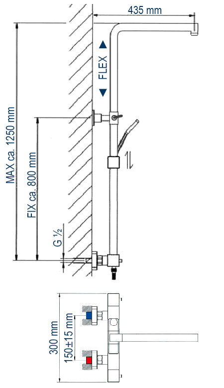 Colonne de douche design Thermostat 3011 Basic