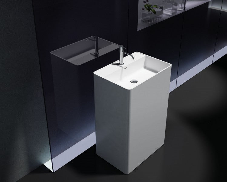 Lavabo totem en résine de synthèse (Solid Stone) 60 x 42 x 90cm