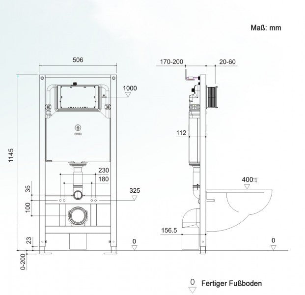 Ensemble complet - WC suspendu B-8030R noir et bâti-support G3004A avec plaque de déclenchement au choix