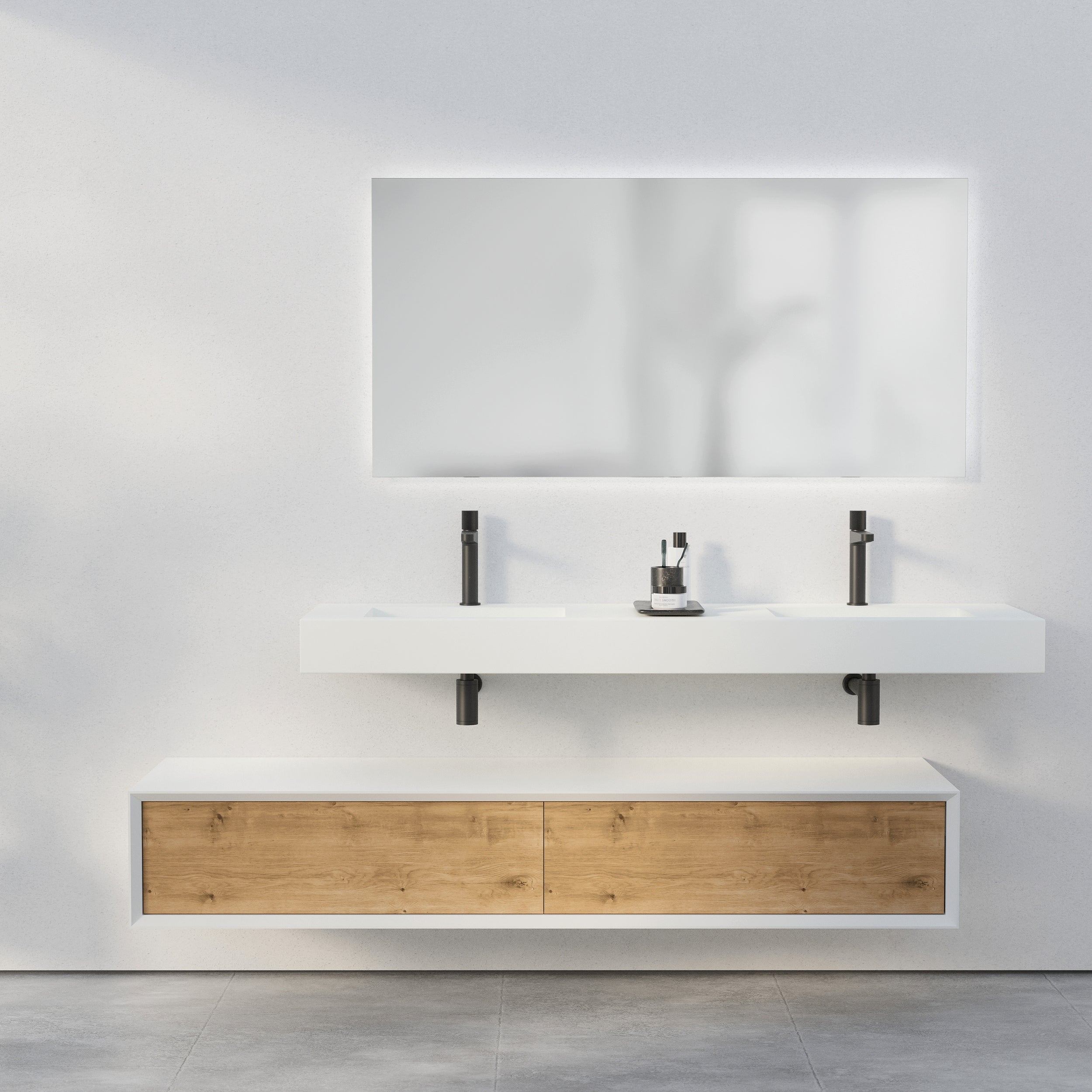 Meuble de salle de bain Sideboard Fiona Slim 180 cm Blanc Mat