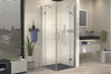 Douche d’angle avec deux portes battantes sur panneau fixe NT407