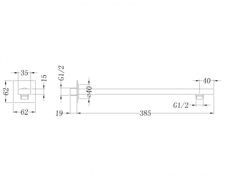 Bras de douche pour montage mural 2601B