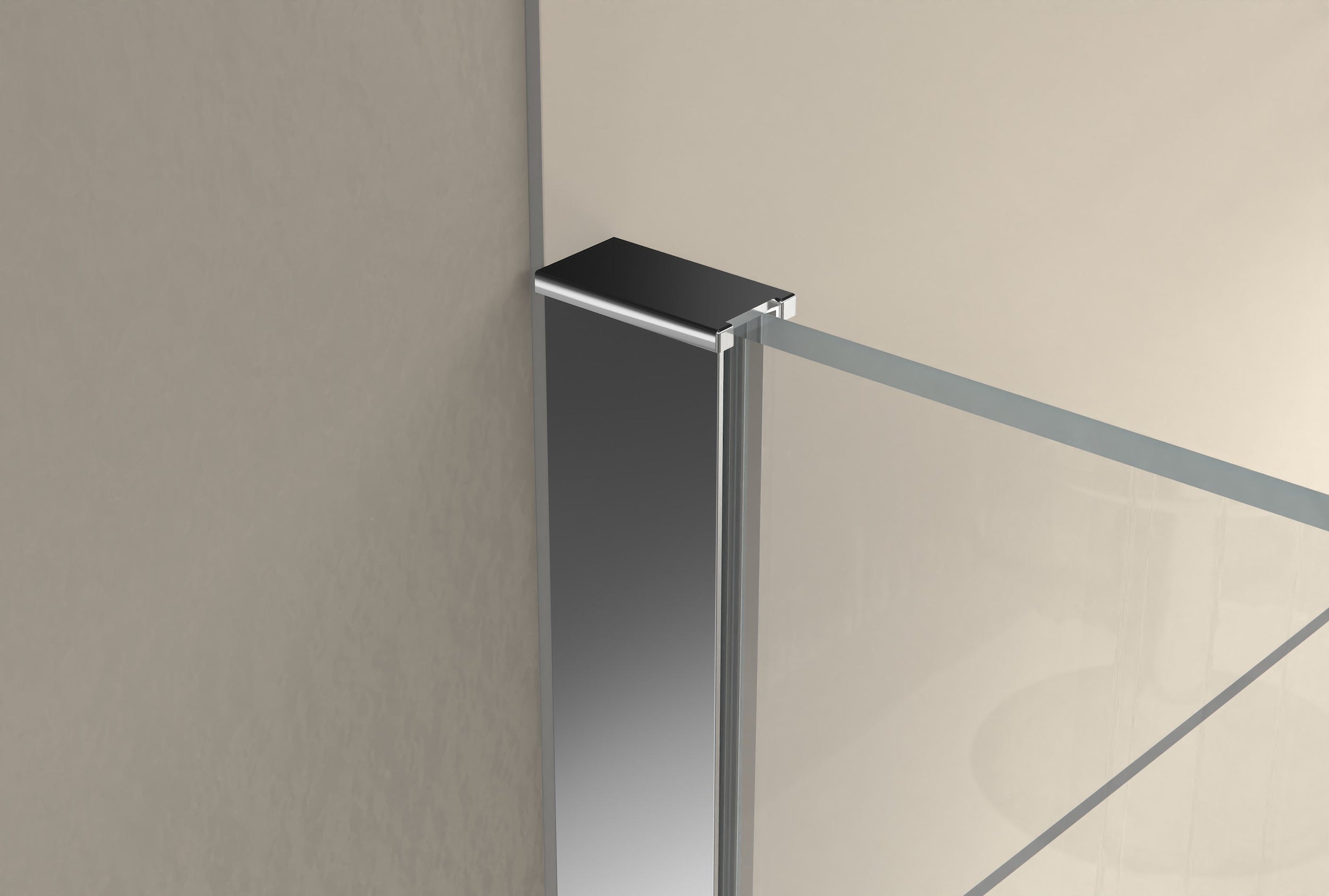 Douche en niche avec porte pivotante sur panneau fixe NT403