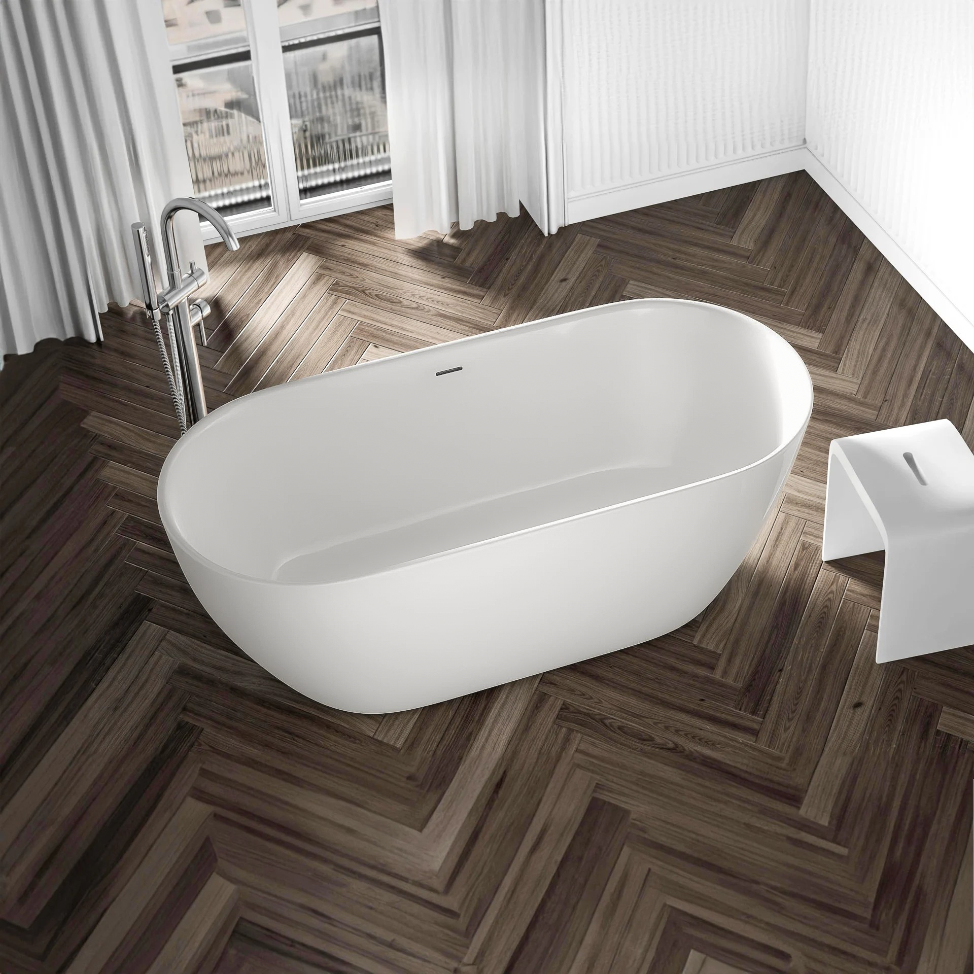 Baignoire îlot JAZZ PLUS 2.0 acrylique blanc mat - dimensions au choix