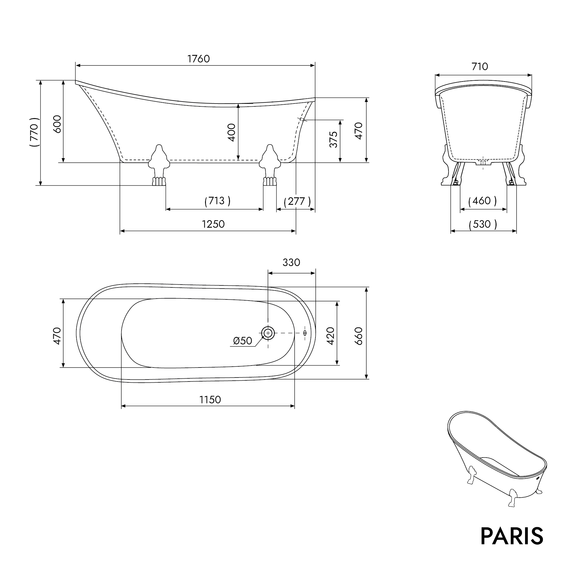 Baignoire ilot PARIS - Acrylique