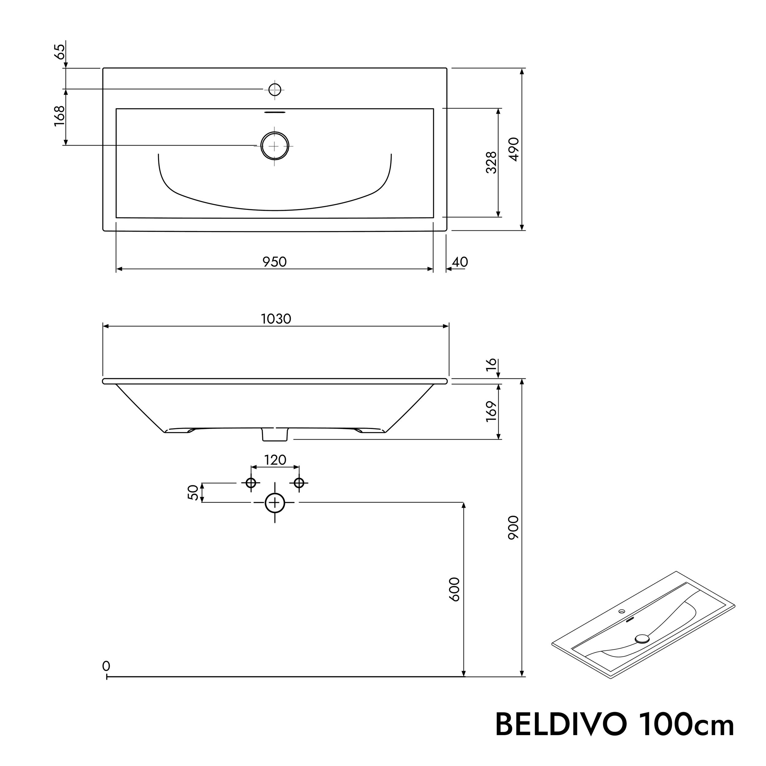 Meuble salle de bain BELDIVO 100 cm avec vasque Duravit