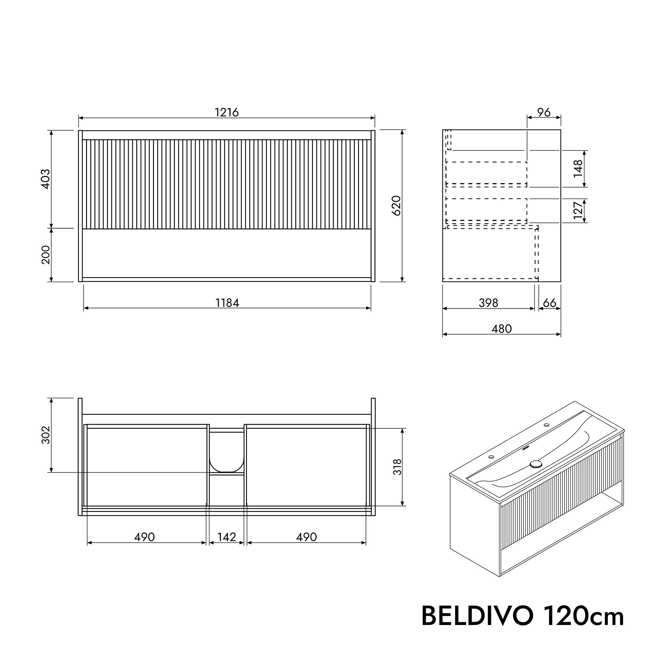 Ensemble de meubles de salle de bain BELDIVO 120 cm