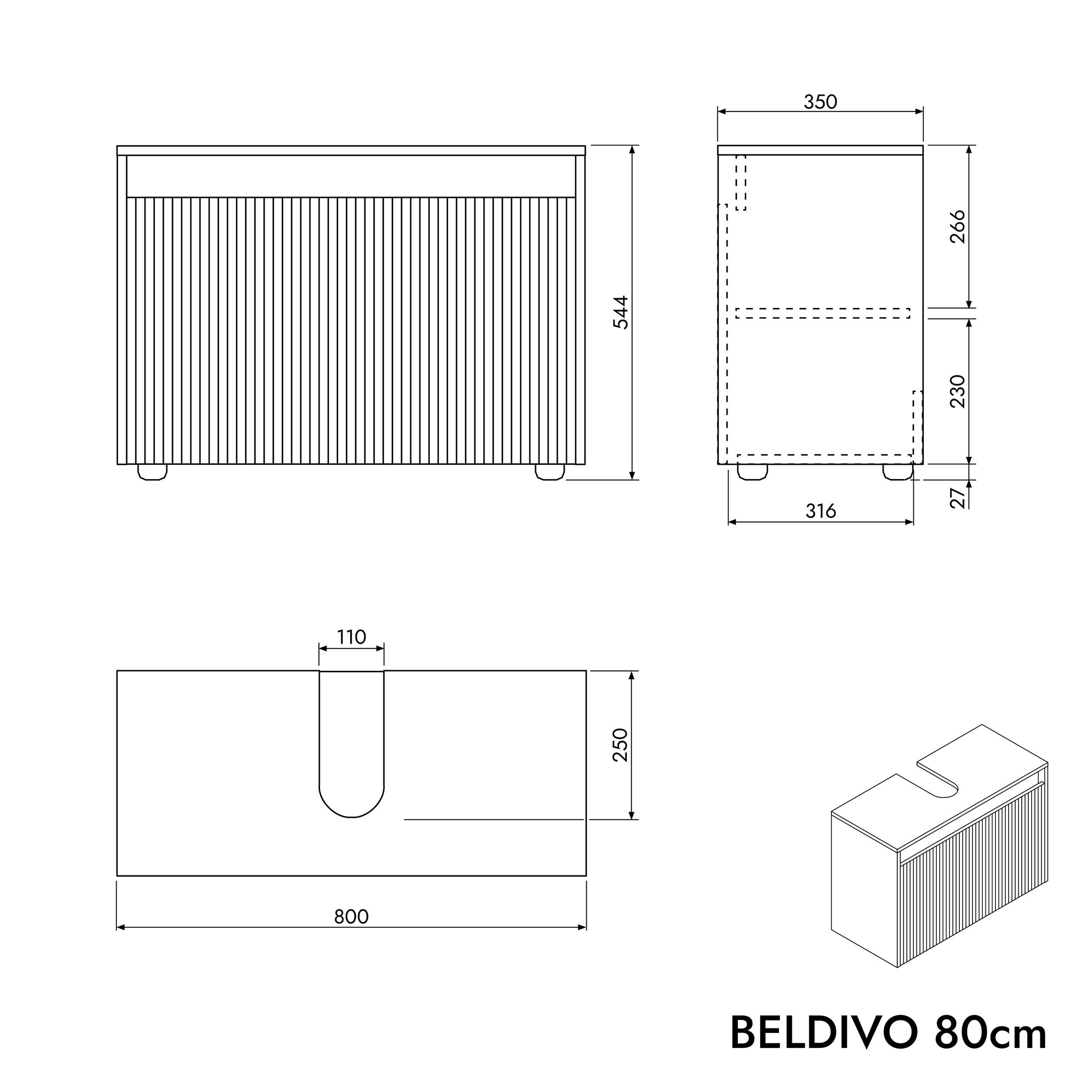 Meuble sous-vasque BELDIVO 80 cm