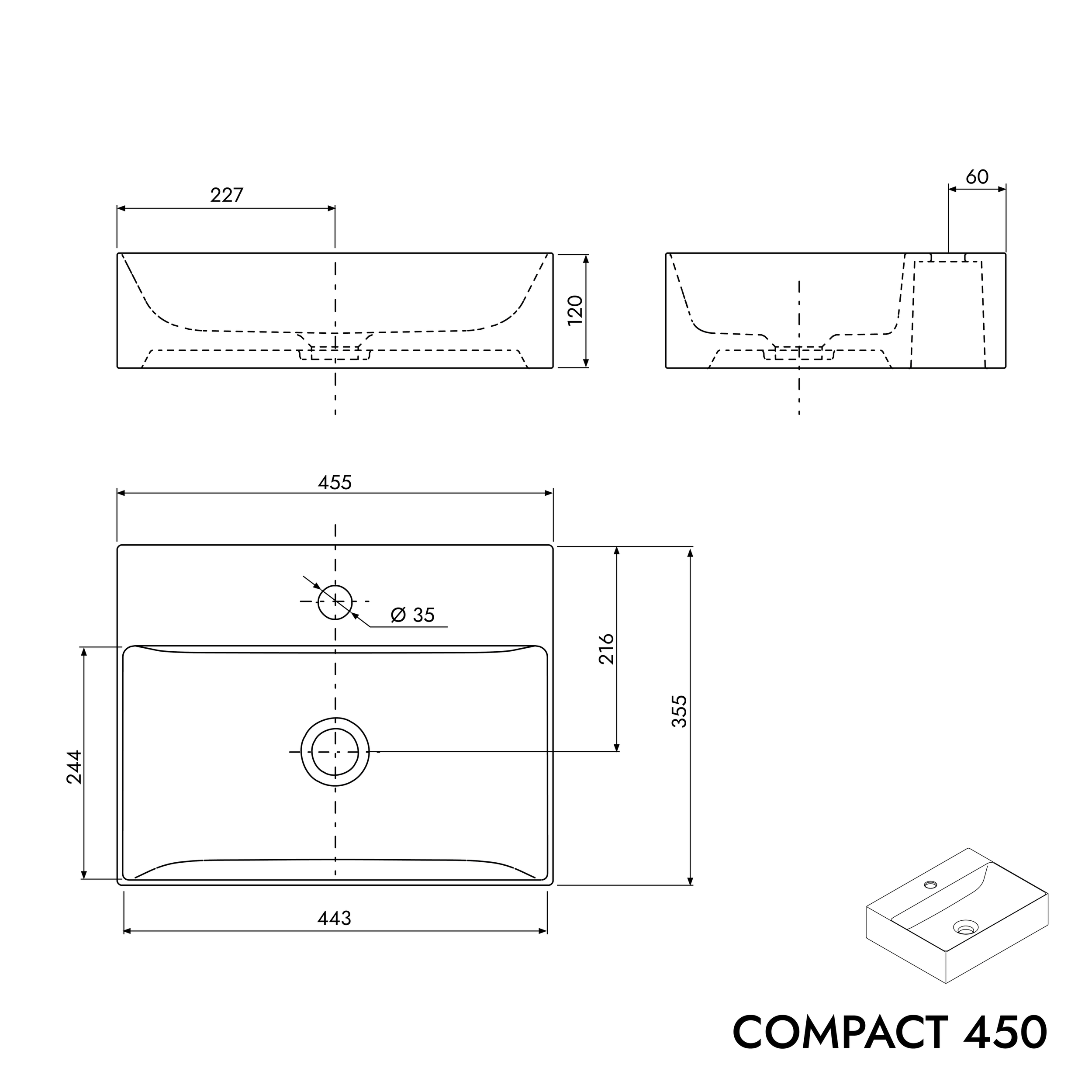 Meuble sous-lavabo pour WC invités COMPACT 450