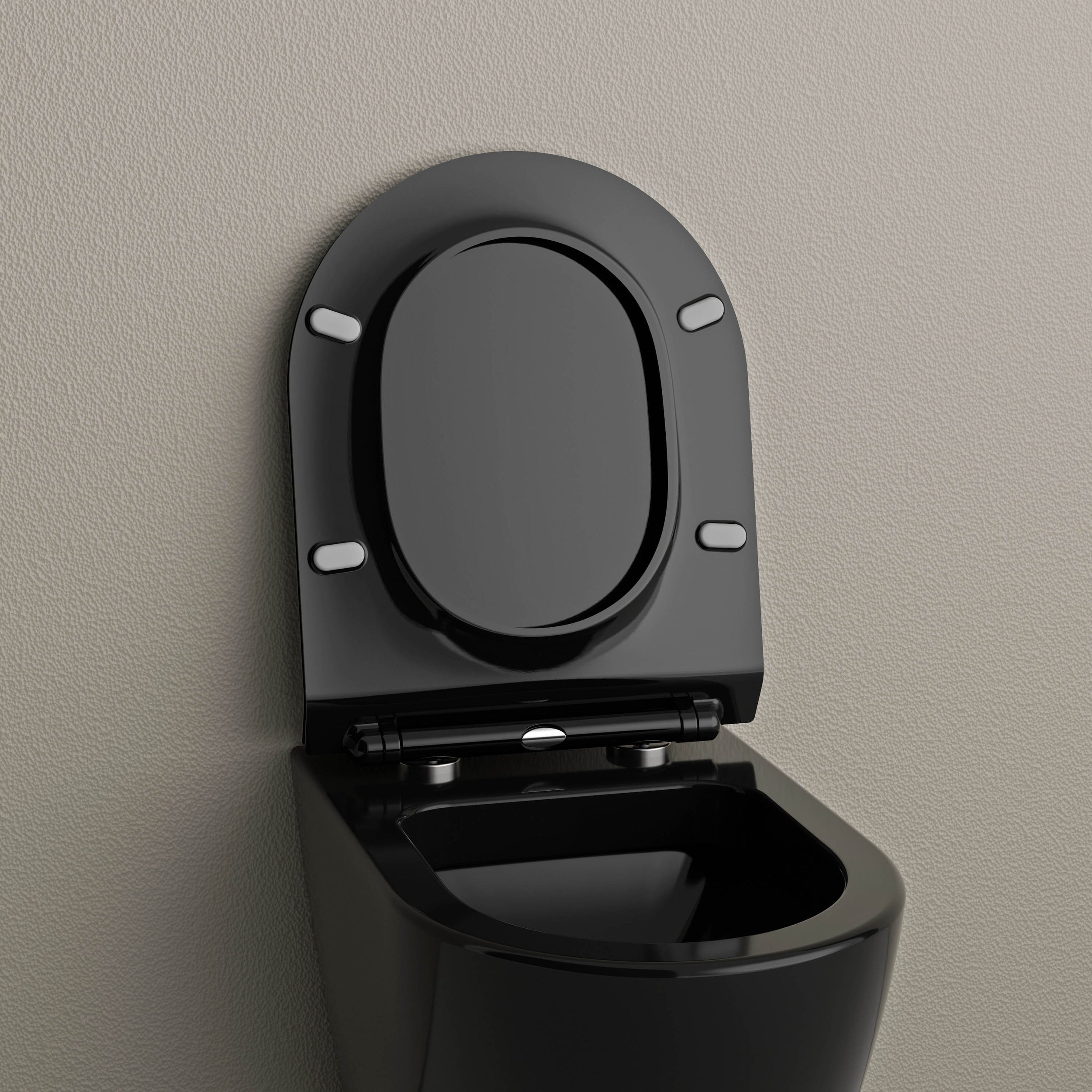 Abattant WC universel U2019 - fonction Softclose - Noir brillant