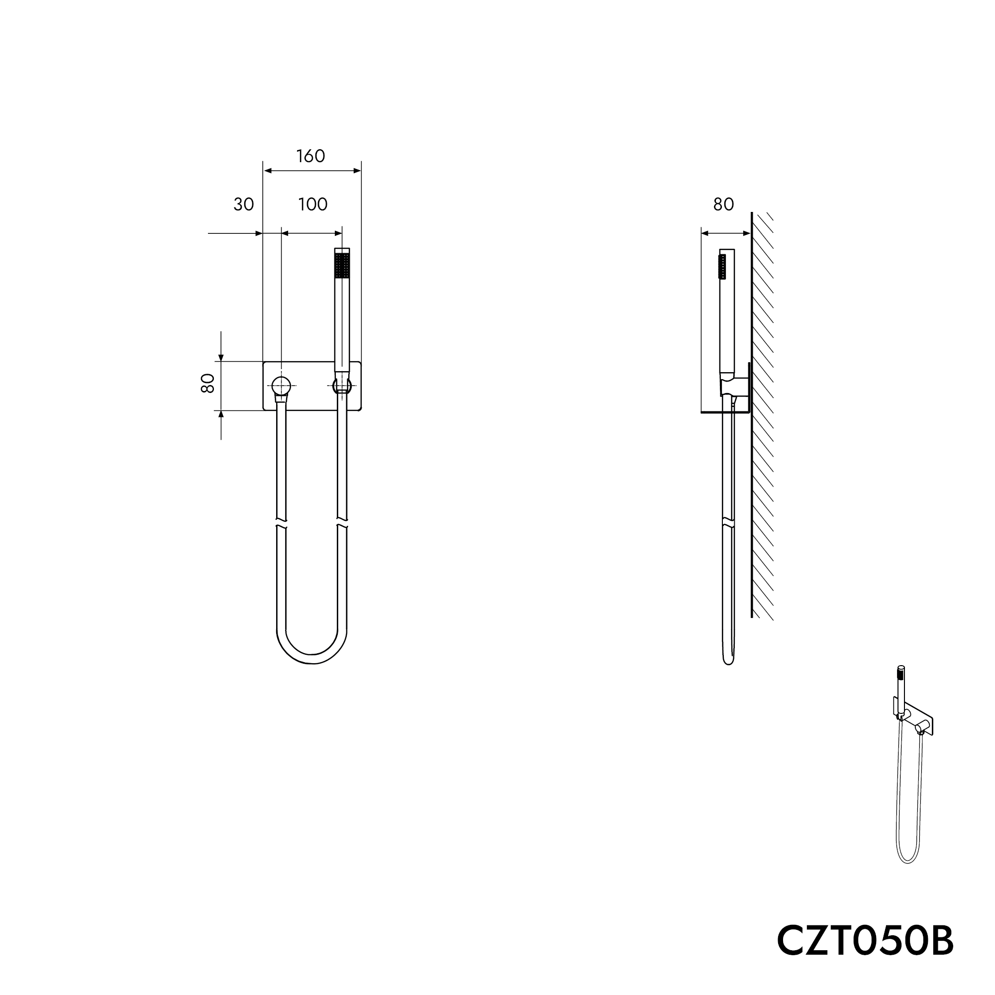 Raccord mural CZT050B avec support de douche