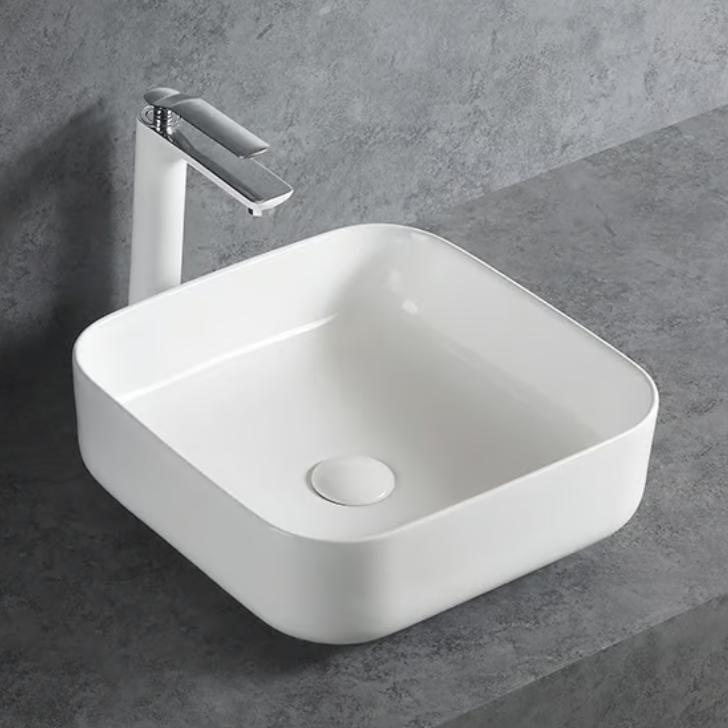 Vasque à poser en céramique sanitaire KW6134 - 38,5 x 38,5 x 13,5 cm - Couleur en option