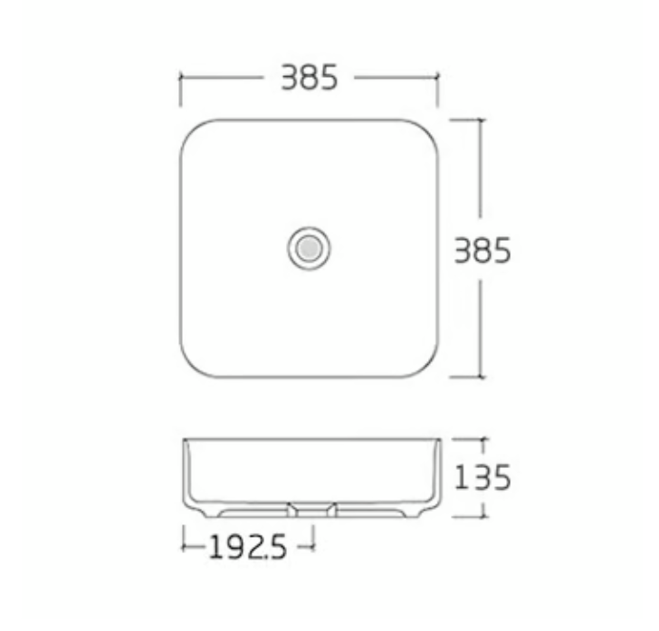 Vasque à poser en céramique sanitaire KW6134 - 38,5 x 38,5 x 13,5 cm - Couleur en option