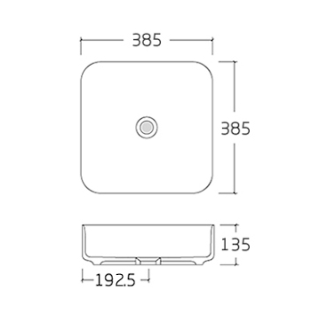 Vasque à poser en céramique sanitaire KW6134 - 38,5 x 38,5 x 13,5 cm - Couleur en option