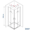 Cabine de douche d'angle avec portes battantes DX407
