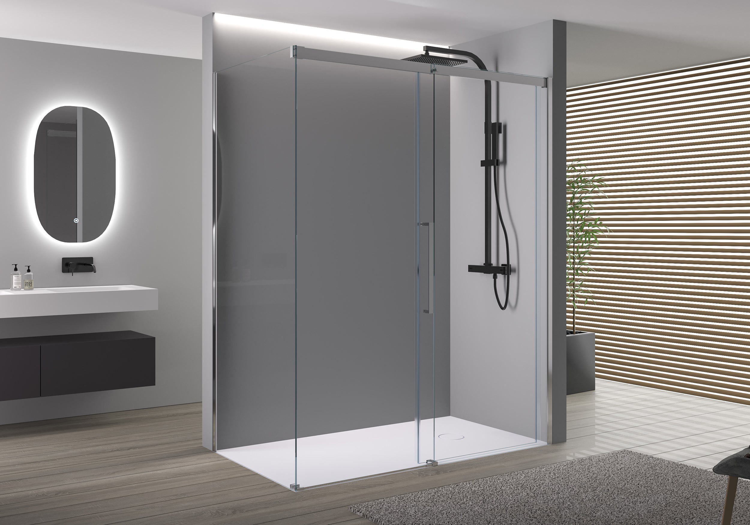 Paroi de douche fixe et porte coulissante DX906 FLEX