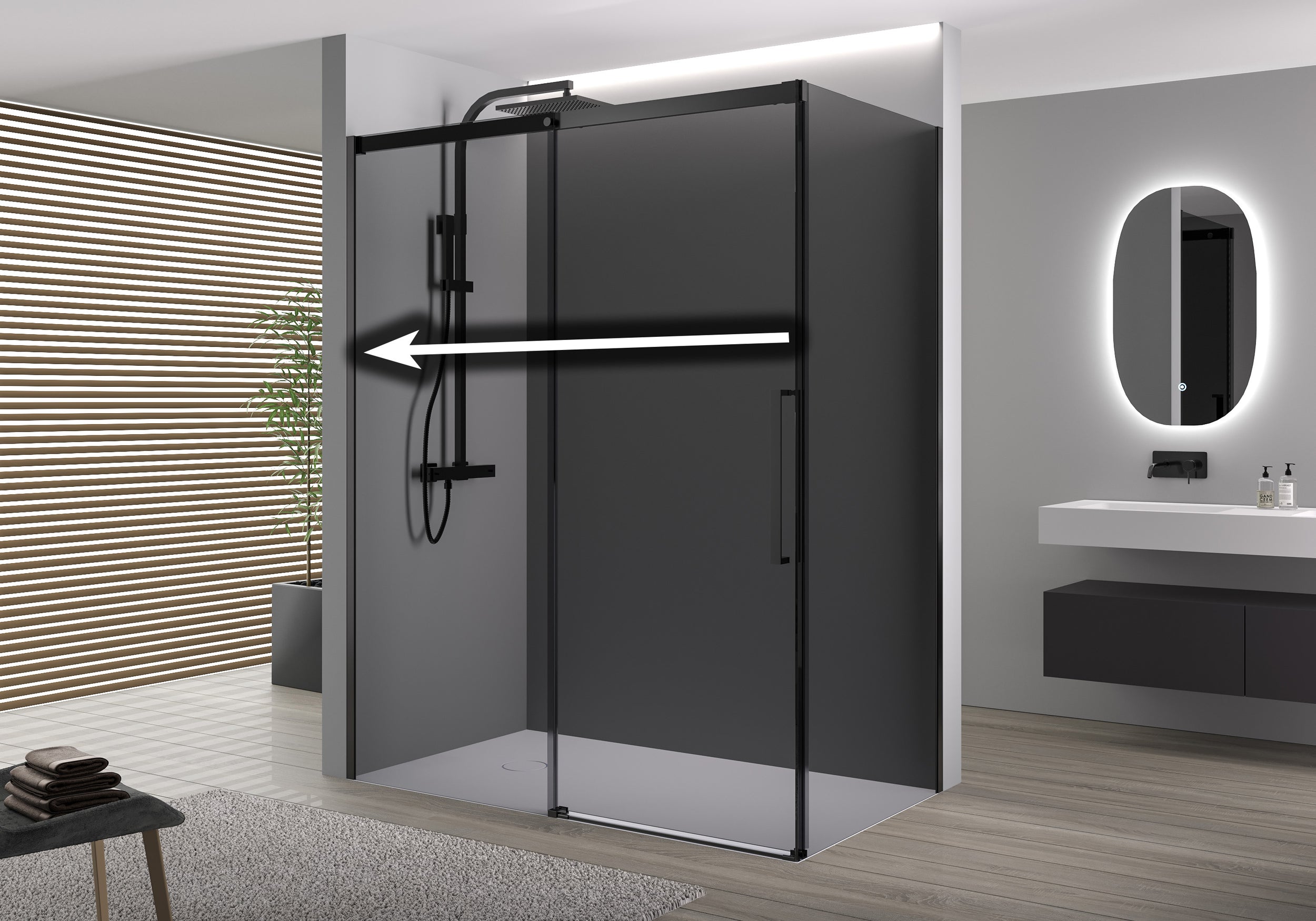 Douche d’angle avec porte coulissante Soft-Close DX906 FLEX