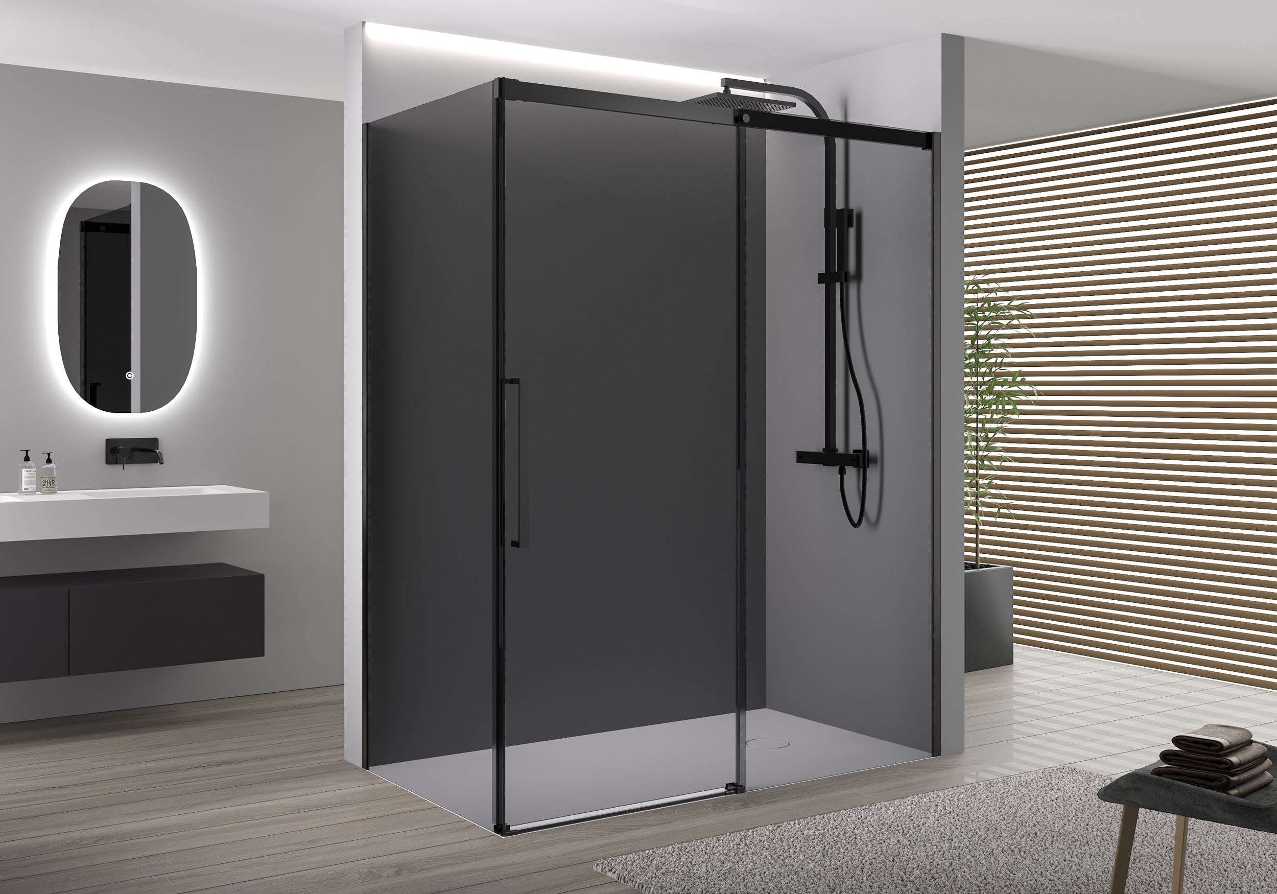 Douche d’angle avec porte coulissante Soft-Close DX906 FLEX