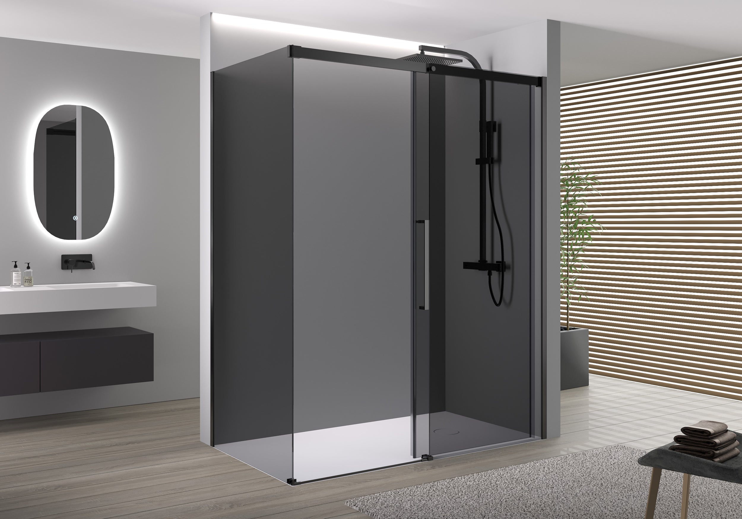 Douche d’angle avec porte coulissante Soft-Close DX906 FLEX