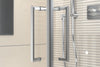 Douche d’angle avec deux portes battantes sur panneau fixe NT407