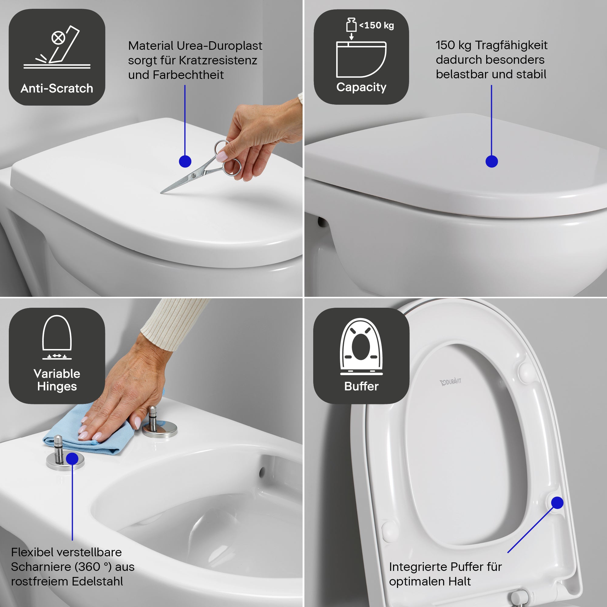 Siège de WC Duravit Univavo Universal avec abaissement automatique, ovale