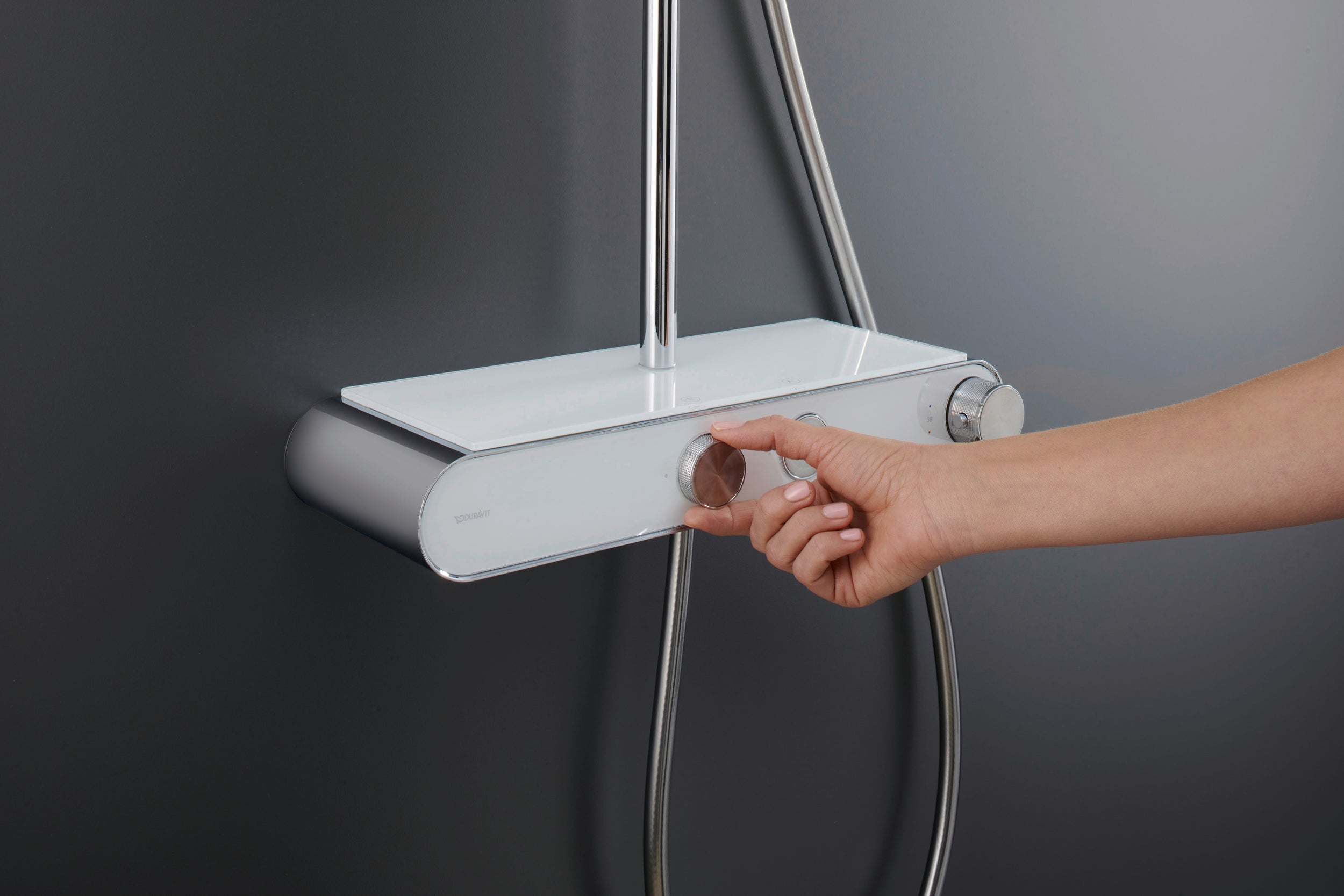 Duravit système de douche avec thermostat et tablette en verre