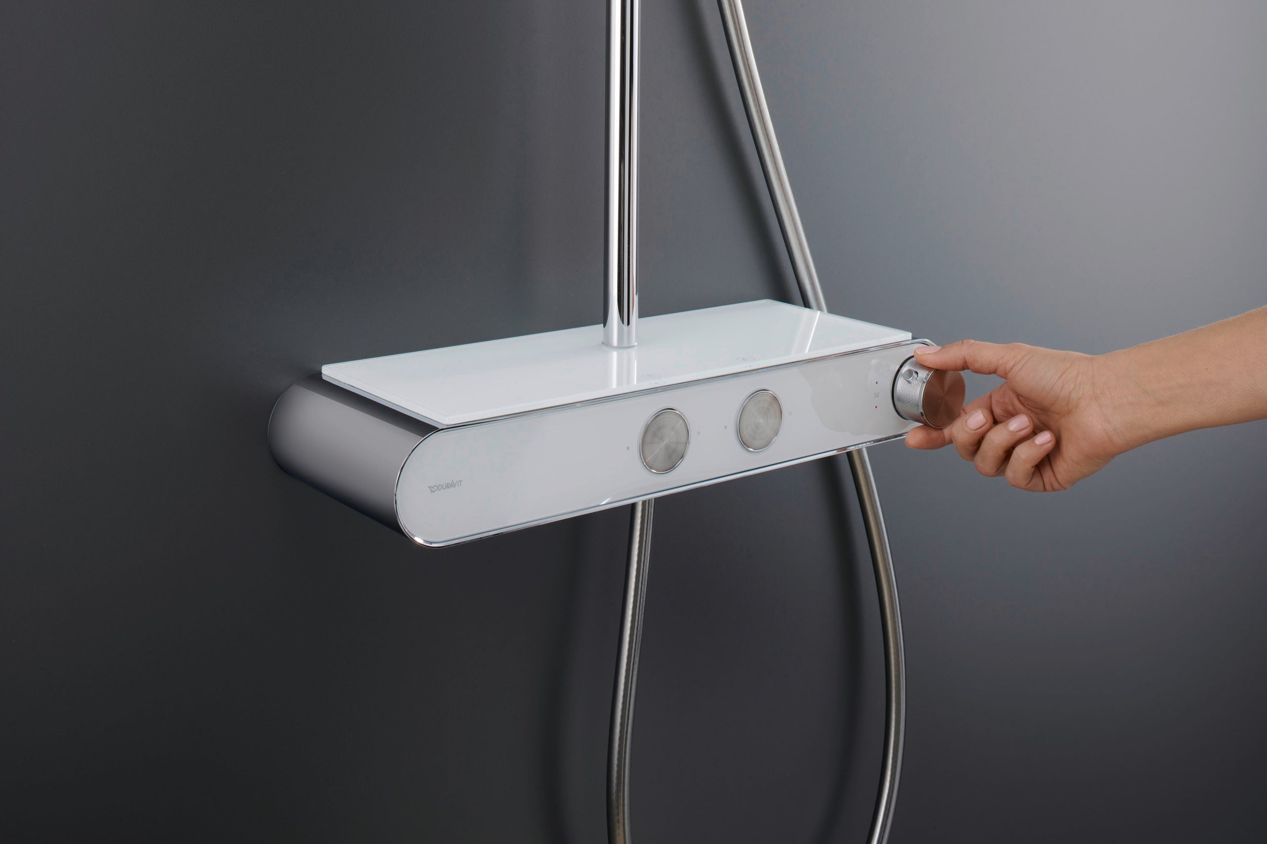 Duravit système de douche avec thermostat et tablette en verre