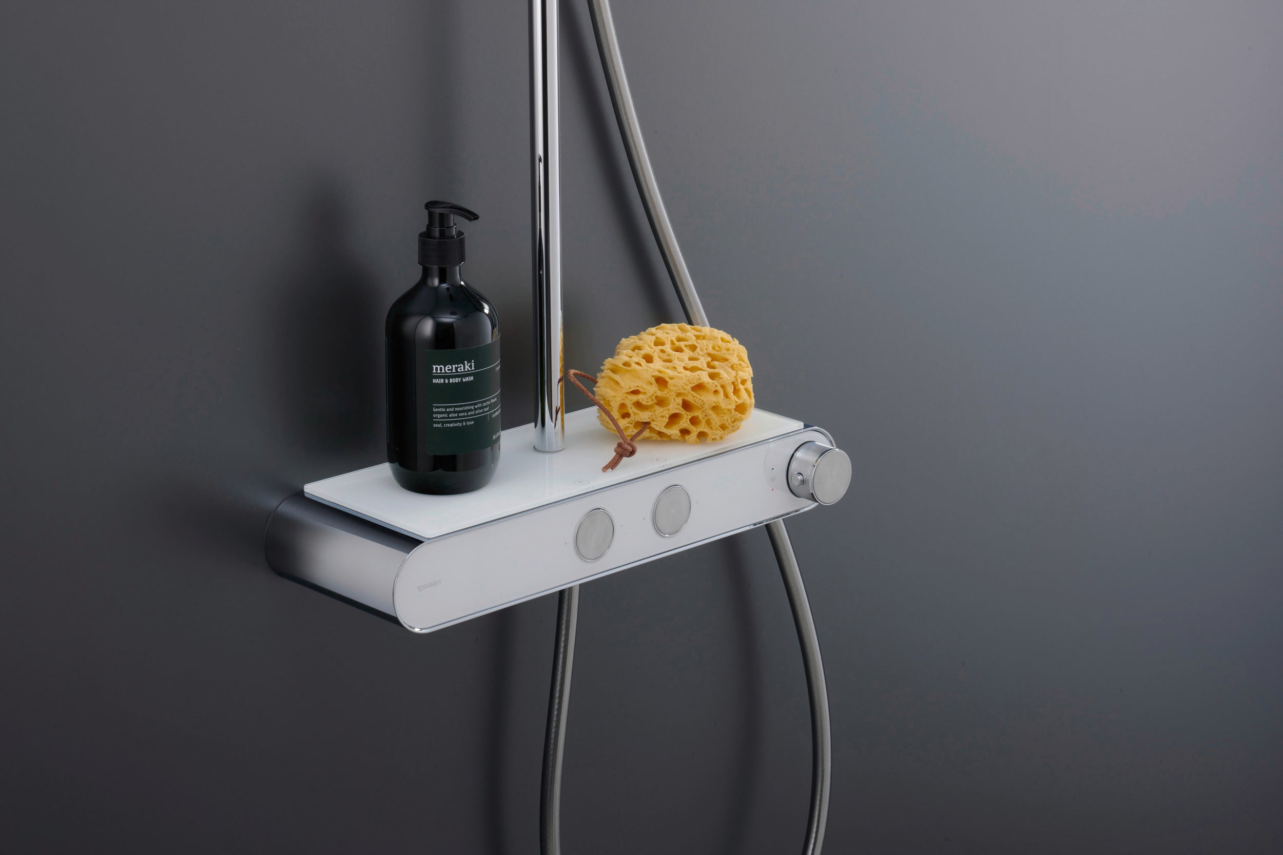 Duravit système de douche avec thermostat et tablette en verre