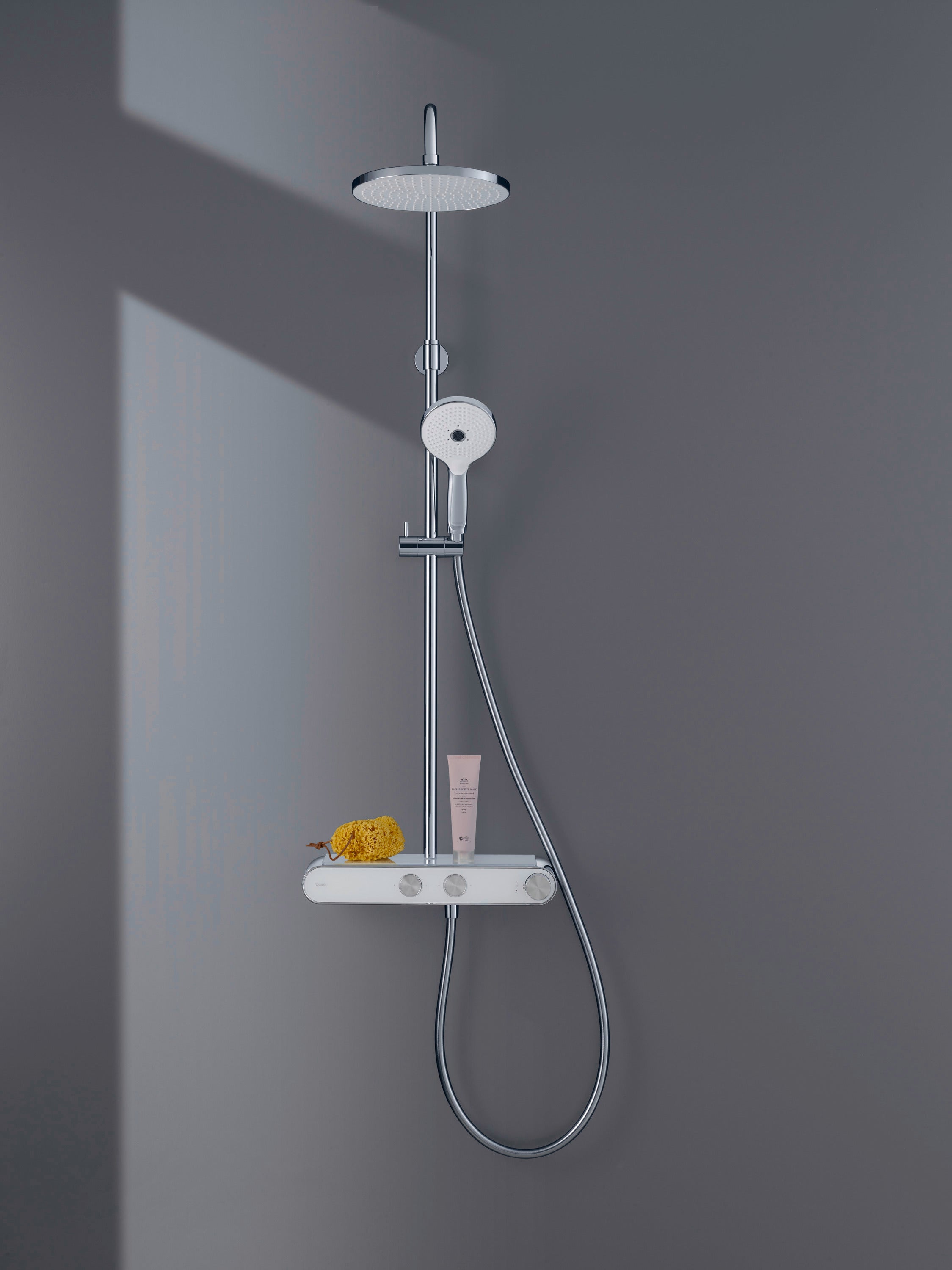Duravit système de douche avec thermostat et tablette en verre