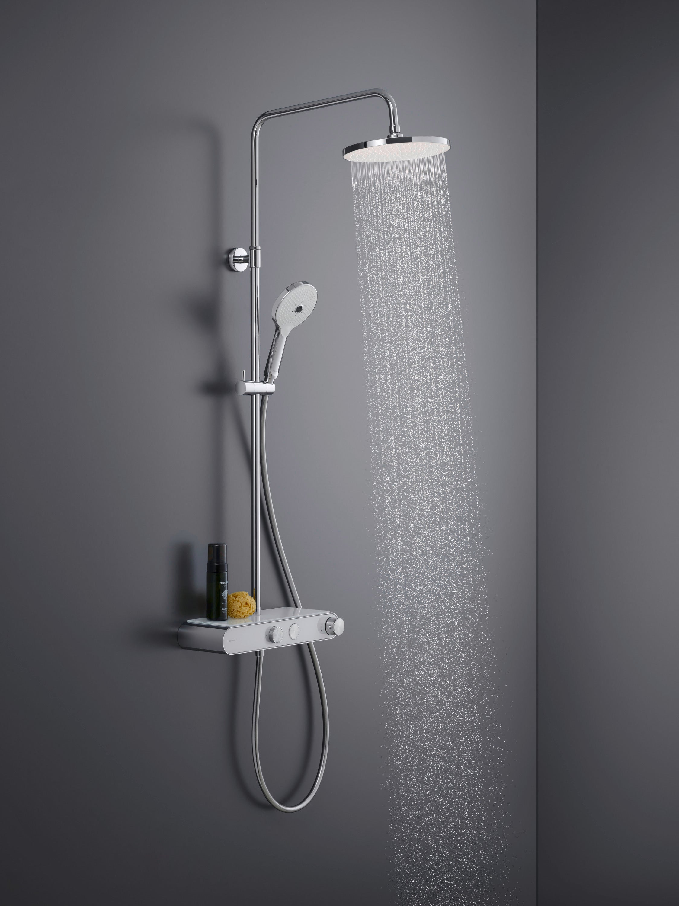 Duravit système de douche avec thermostat et tablette en verre