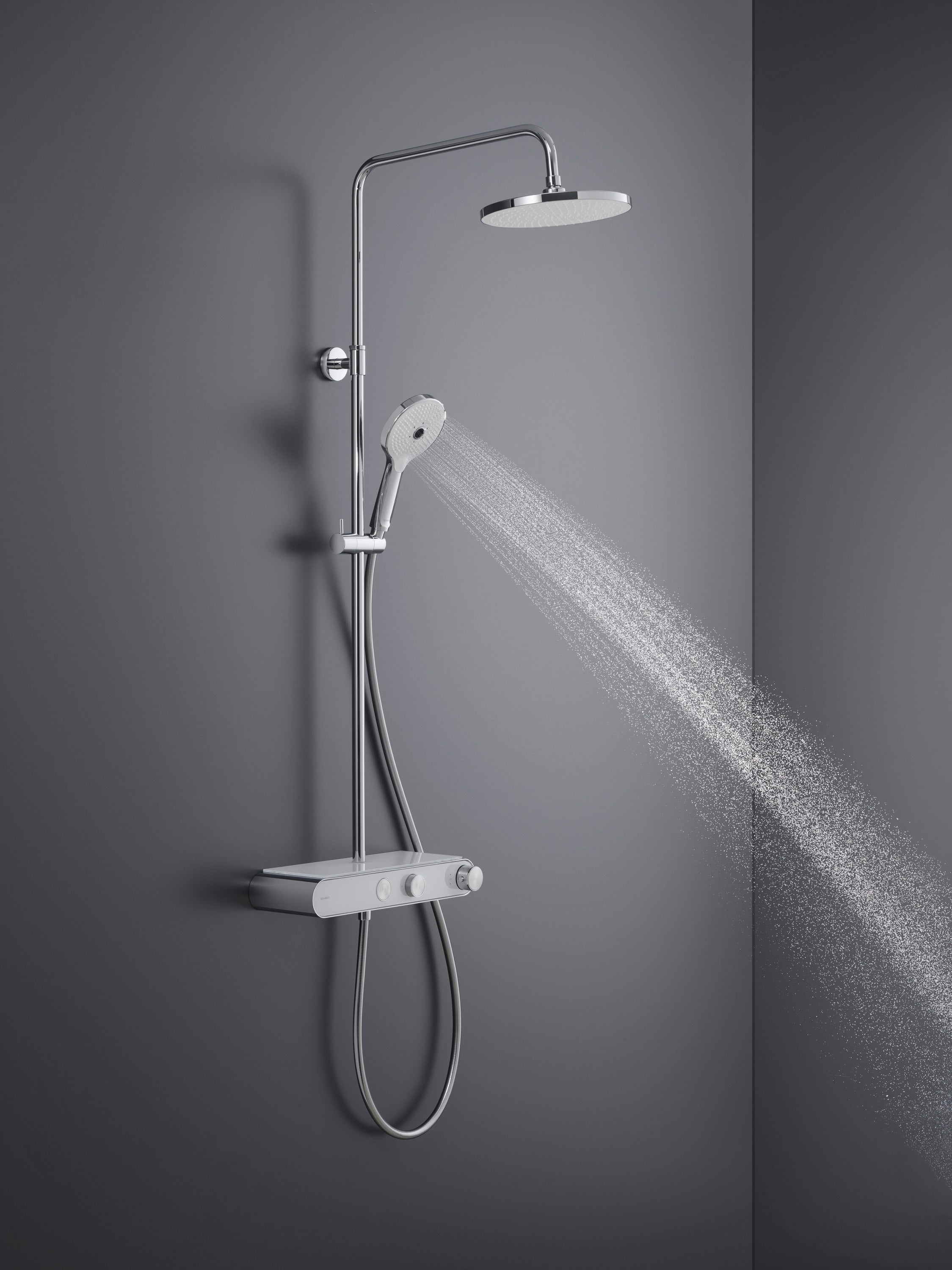 Duravit système de douche avec thermostat et tablette en verre