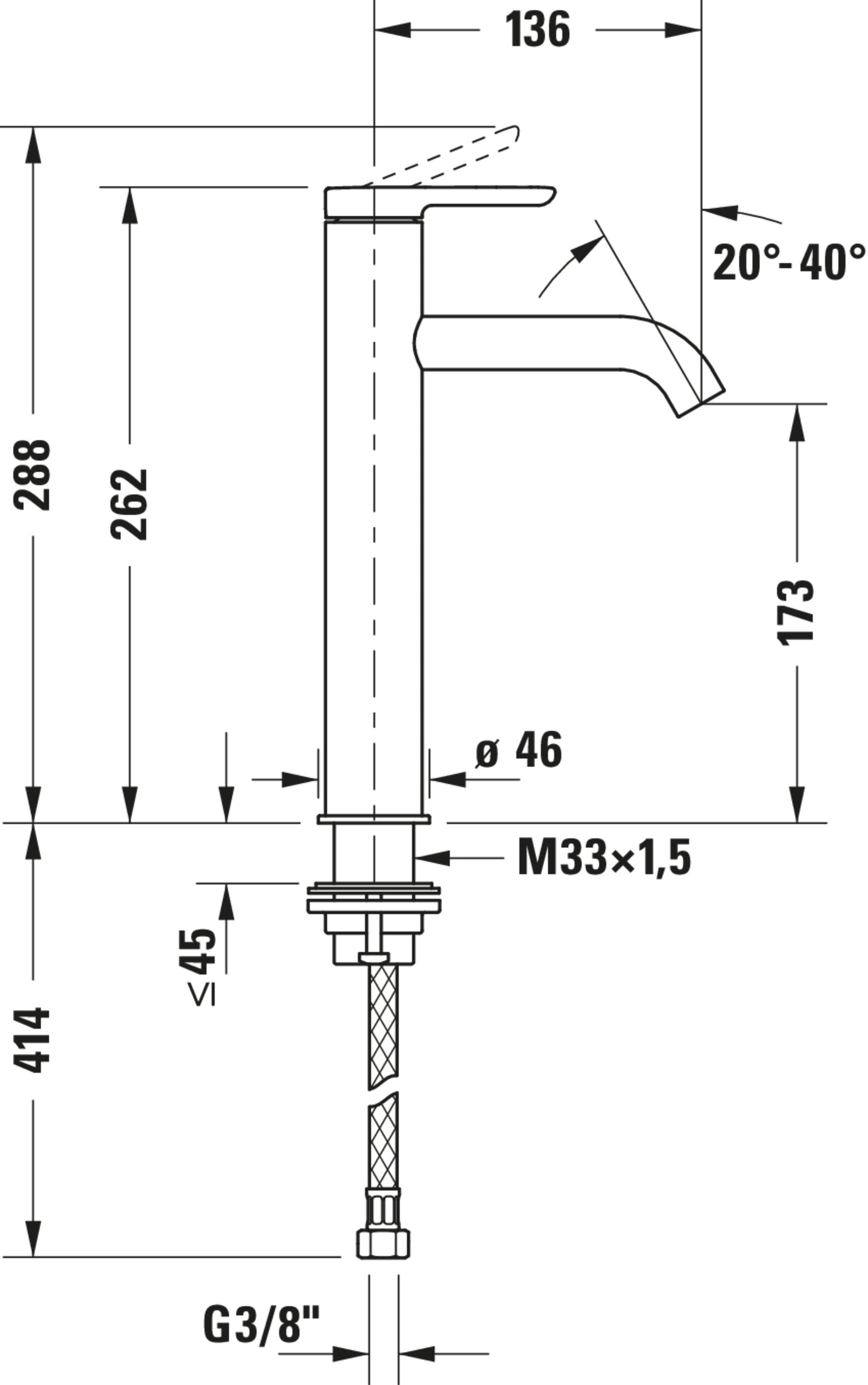 Mitigeur de lavabo monocommande Duravit C.1 L