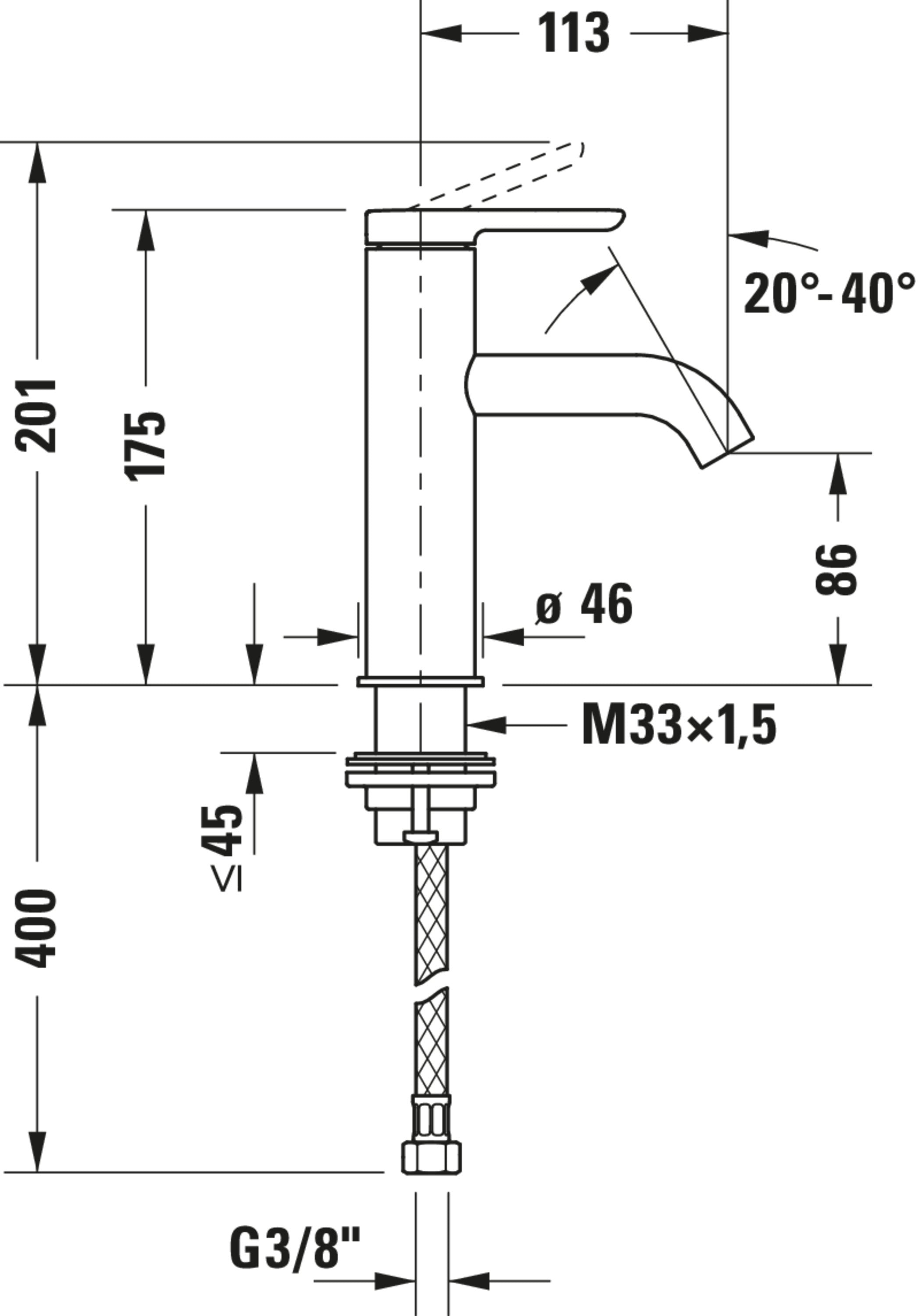 Mitigeur de lavabo monocommande Duravit C.1 M