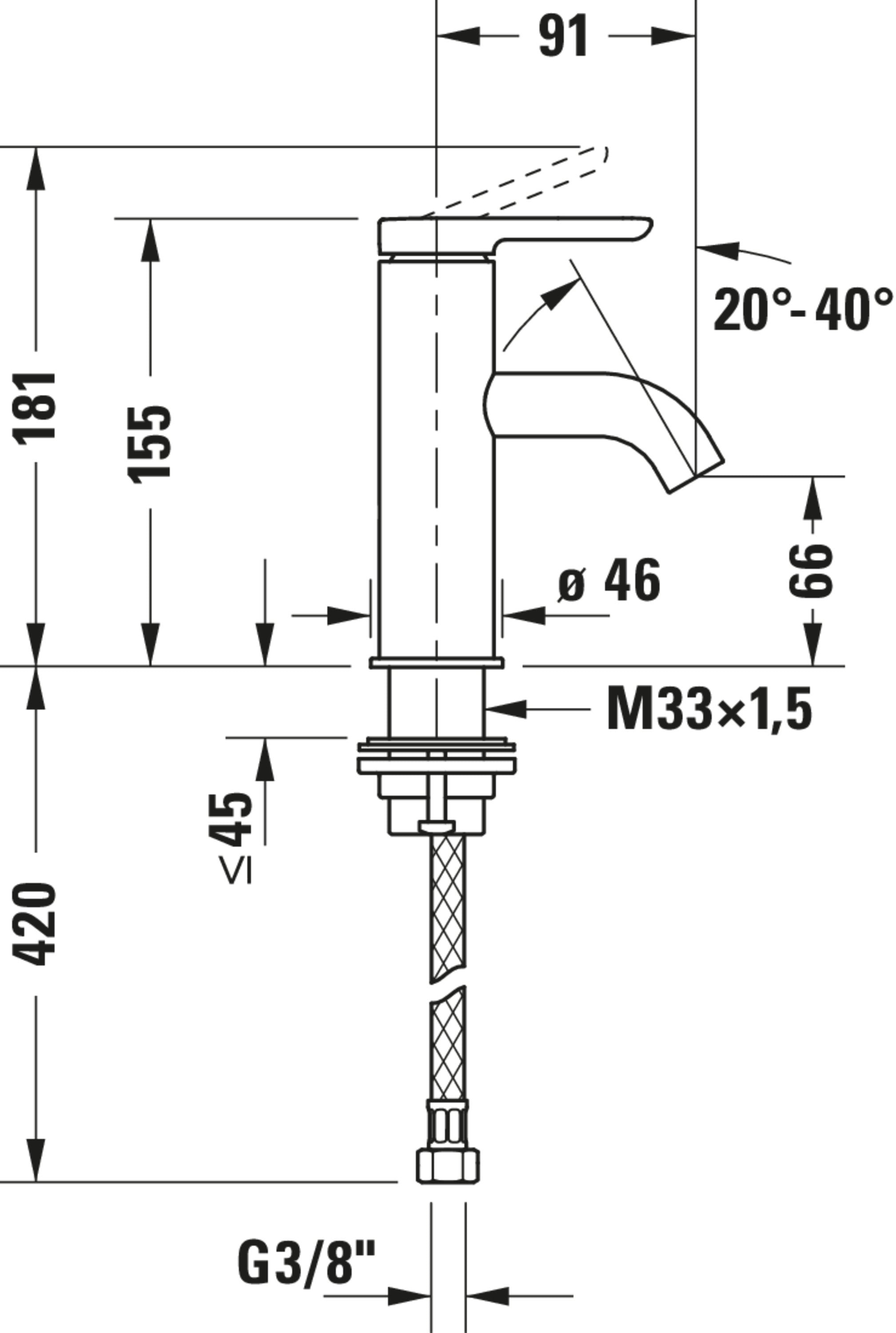 Mitigeur de lavabo monocommande Duravit C.1 S
