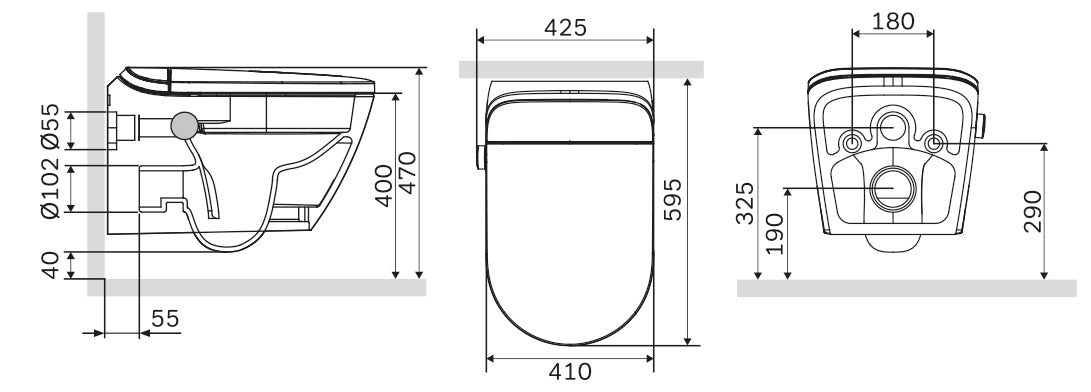 Ensemble complet WC-douche T640 PRO avec élément de montage encastré Geberit Duofix