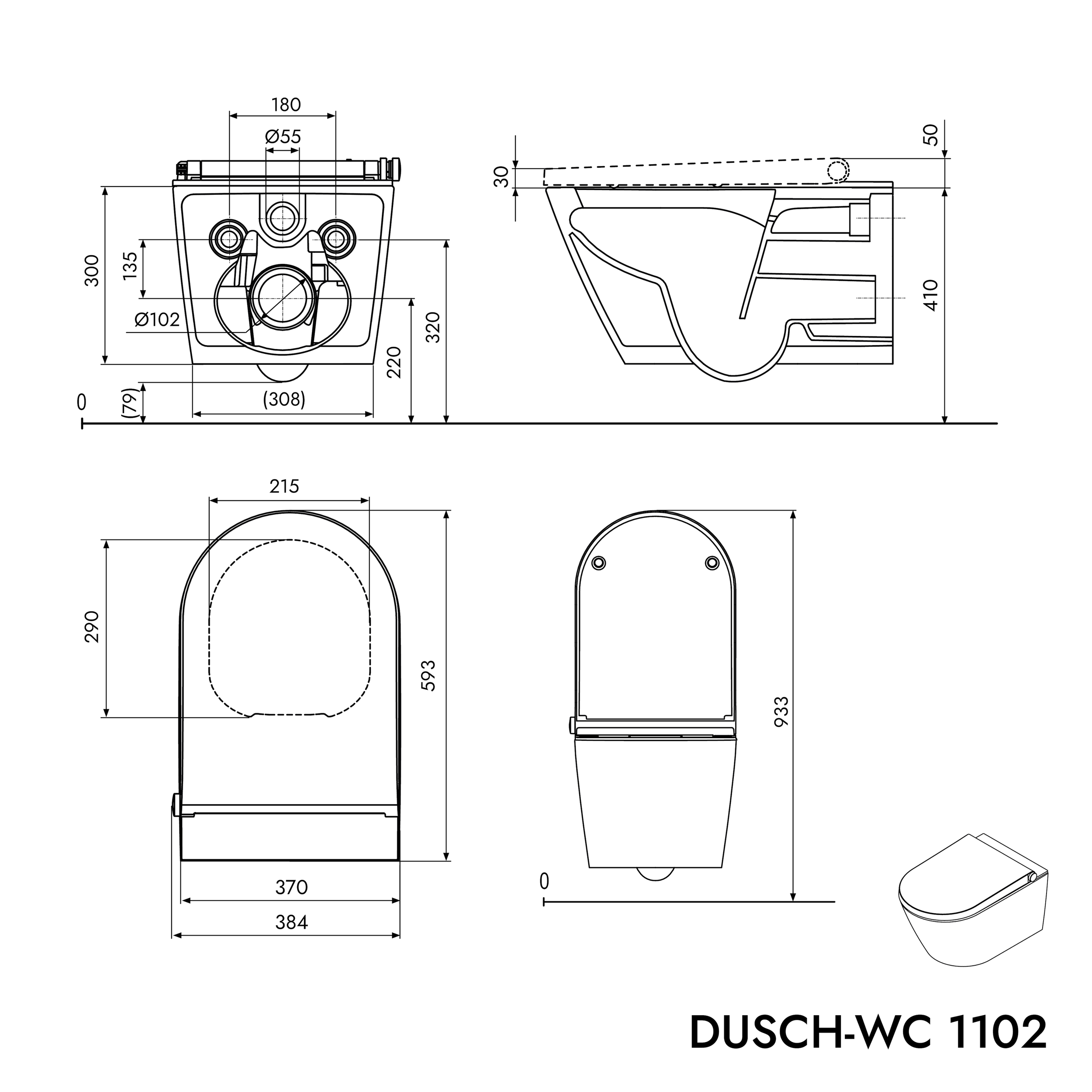 Dusch-WC Komplettset Basic 1102 mit Geberit Duofix Vorwandelement