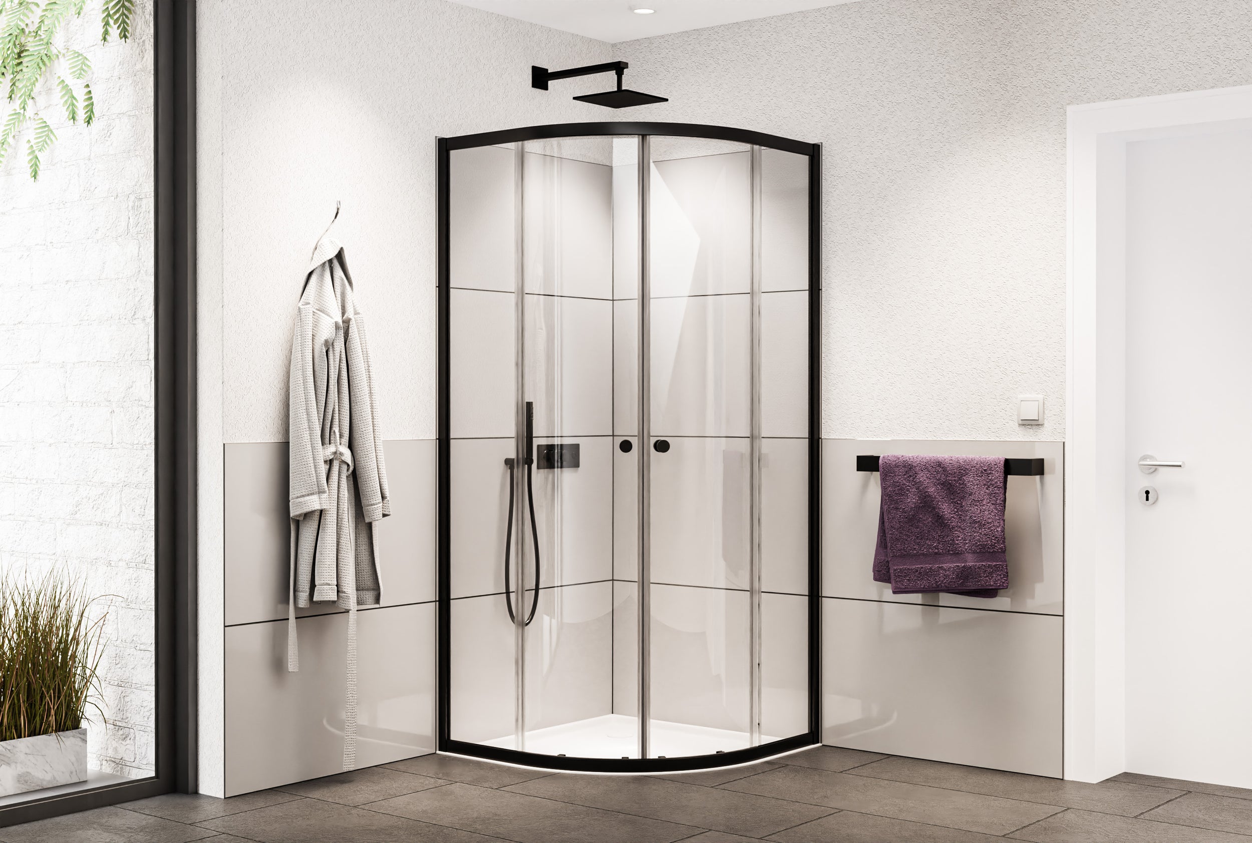 Paroi de douche ronde NT509 avec portes coulissantes