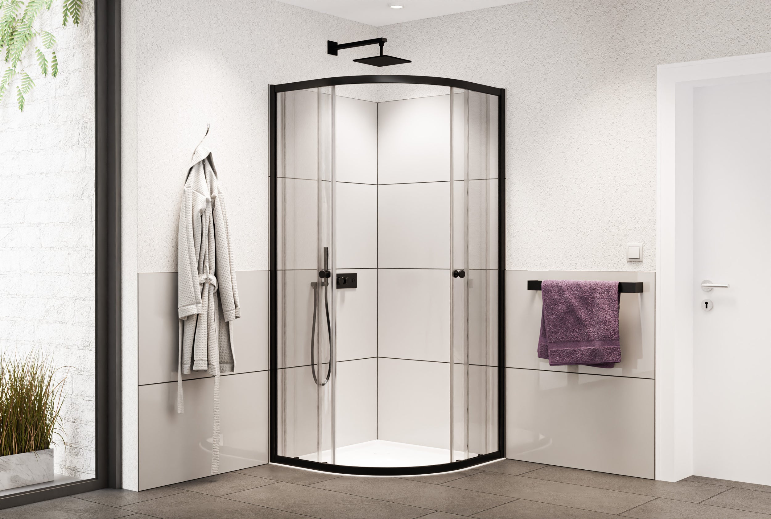 Paroi de douche ronde NT509 avec portes coulissantes